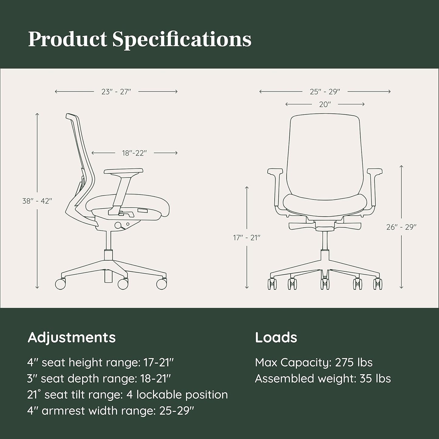 Branch Ergonomic Chair - A Versatile Desk Chair with Adjustable Lumbar Support, Breathable Mesh Backrest, and Smooth Wheels - Experience Optimal Comfort and Support - Black