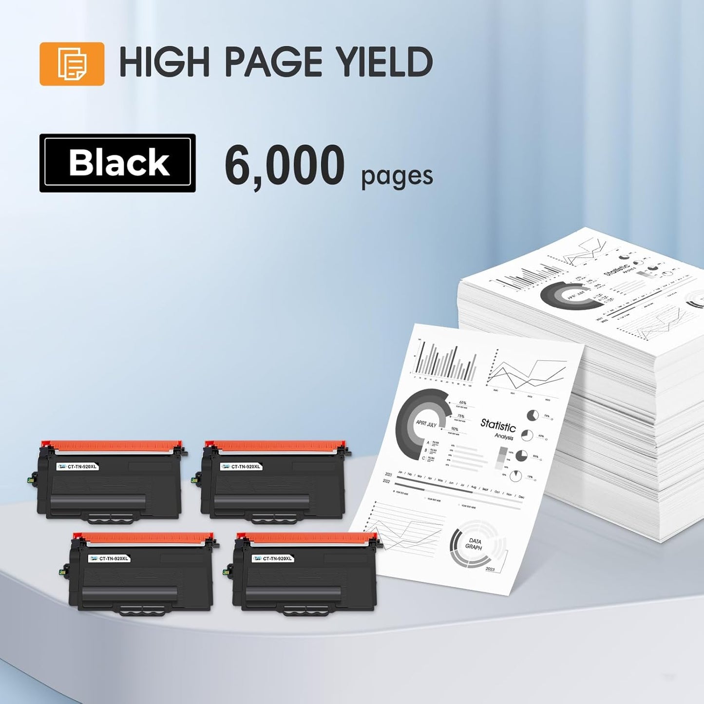 TN920XL TN920 Toner Cartridge Compatible Replacement for Brother TN 920 920XL TN920XXL TN920UXXL TN-920XL for HL-L6210DW HL-L6210DWT HL-L5210DW HL-L5210DN HL-L5210DWT Printer High Yield 4 Pack