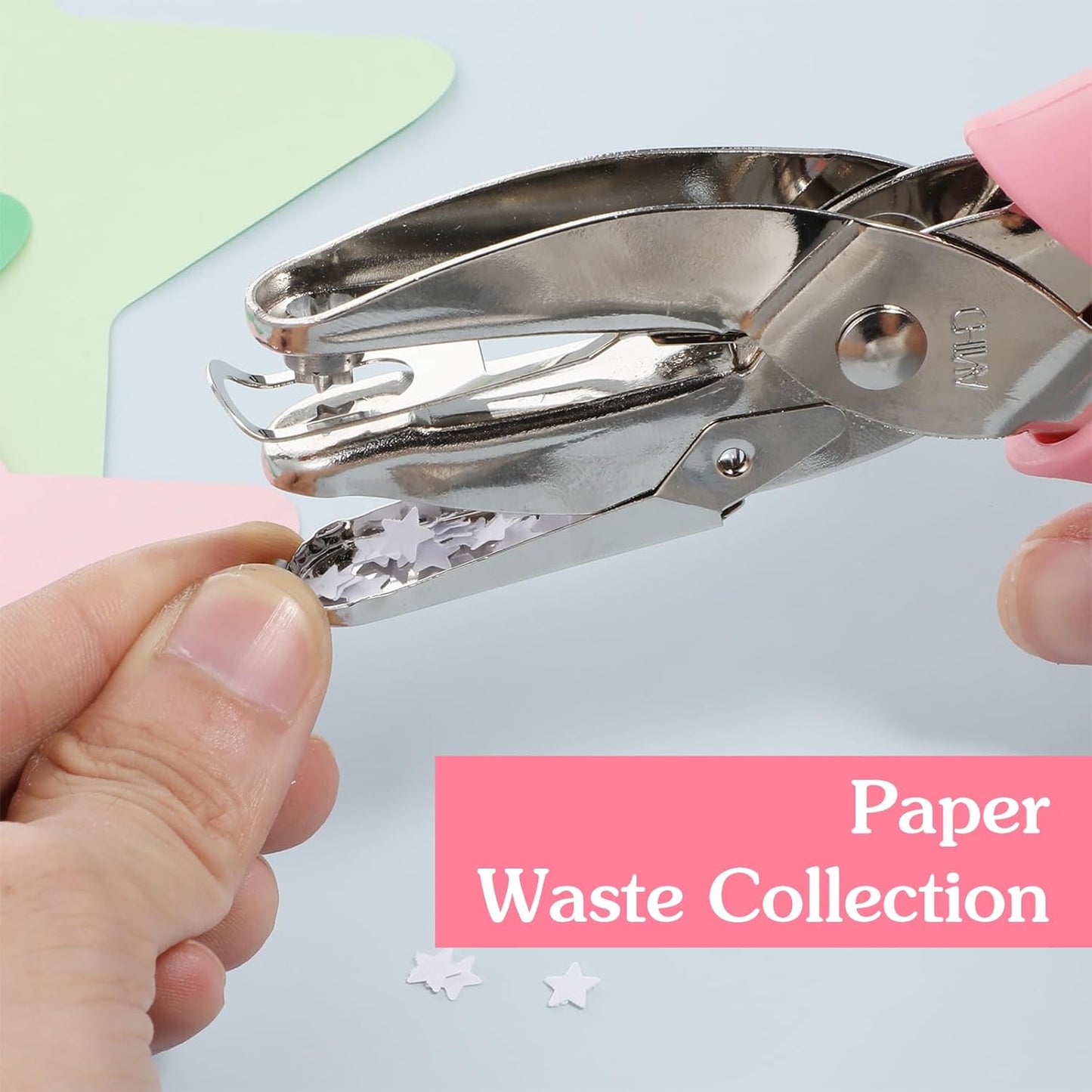 Xindojuz 1 PCS Small Star Hole Punch, 0.2 Inch Metal Single Hole Puncher Handheld Paper Heart Star-Hole Punch with Soft-Handled for Clothing Ticket DIY Craft Tags Scrapbook Tool (Pink)