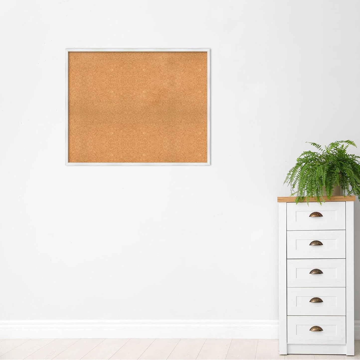 Amanti Art Natural Cork Board for Wall, 33x41 Vision Board with White Frame, X-Large Corkboard Office Decor for Home Organization, Country Rustic Corkboard Pinboard to Display Items for Home
