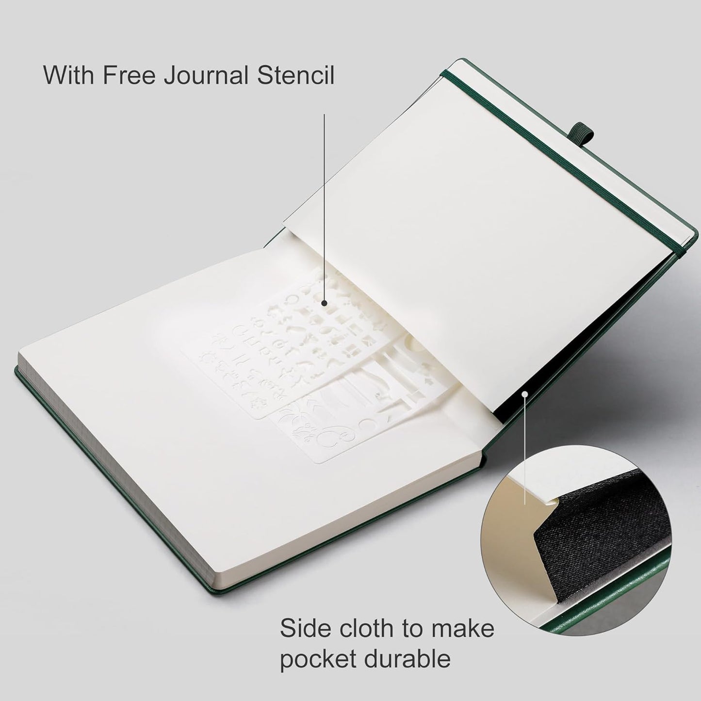 EMSHOI Dotted Journal, 8.5" x 11" Hardcover Leather Journal for Women Men, 192 Pages 100 GSM Dot Grid Notebook, Dotted Notebook for Work, A4 Large Journals for Writing, Bullet Journaling, Dark Green