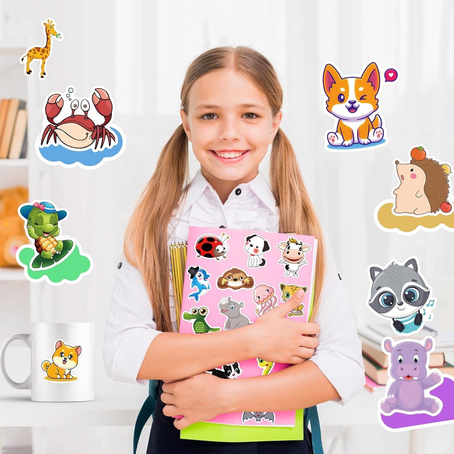 Water Bottle Stickers 200 Pcs Cute Animal Sticker Pack, Teacher Reward Prizes for Kids Classroom, Waterproof Vinyl Stickers for Water Bottles Scrapbook Journal Tablet Kindle Laptop Diary Scooters etc