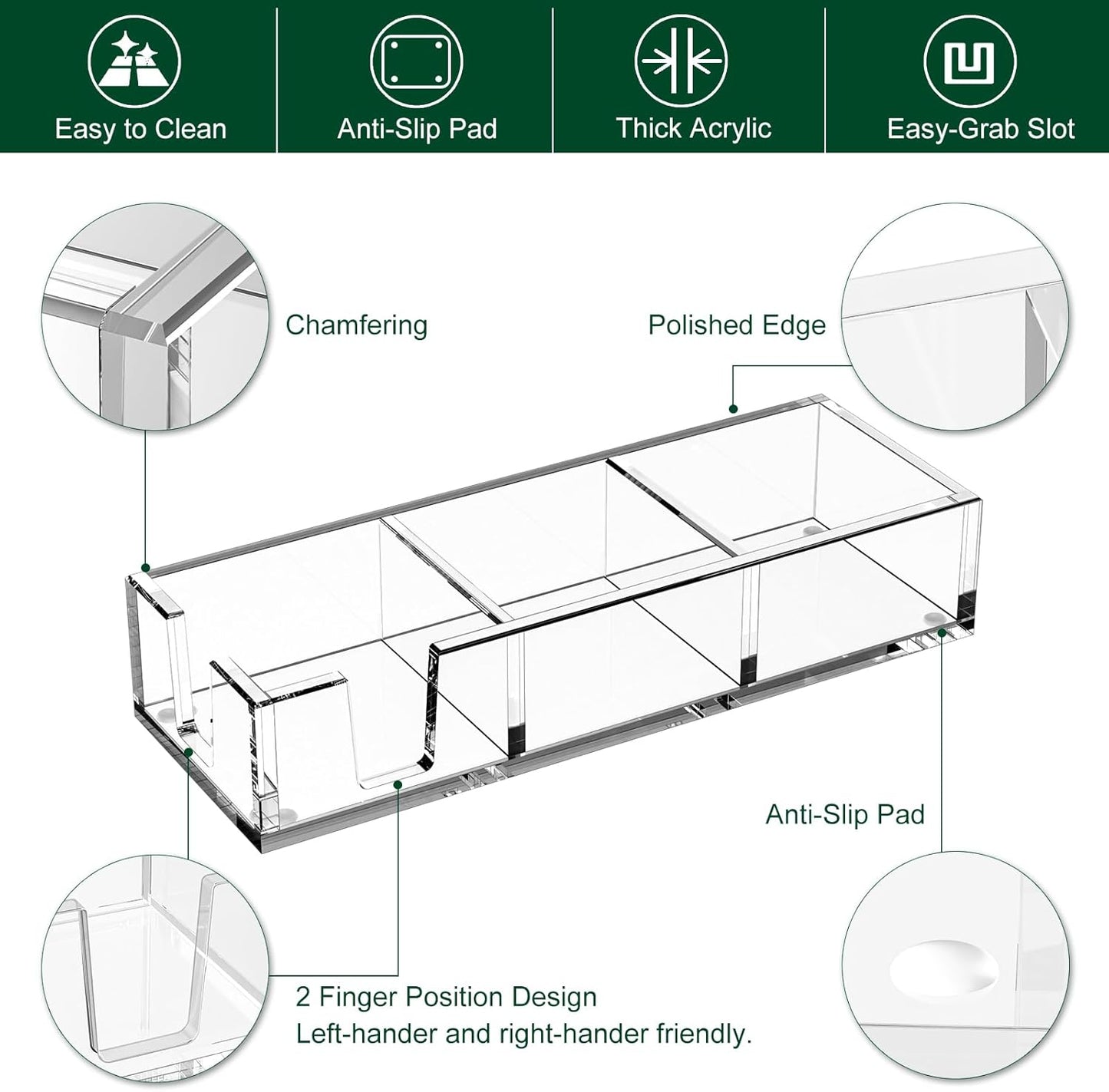 Acrylic Sticky Note Holder, Self-Stick Note Pad Holder W/O Pads - Note Dispenser Memo Pad Holder Desk Organizer for School Office Home (3''x3'' 3IN1 Clear)