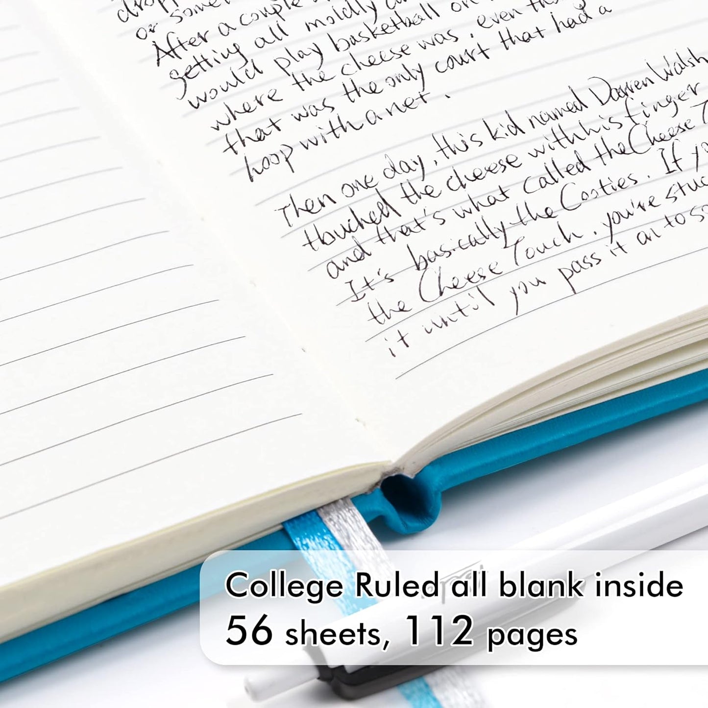 feela 6 Pack Pocket Mini Notebooks Bulk, Small Cute Memo Notepads Hardcover College Ruled Lined Journals with Pen Holder for School Business Work, with 6 Black Pens, 3.5”x 5.5”, A6, Teal