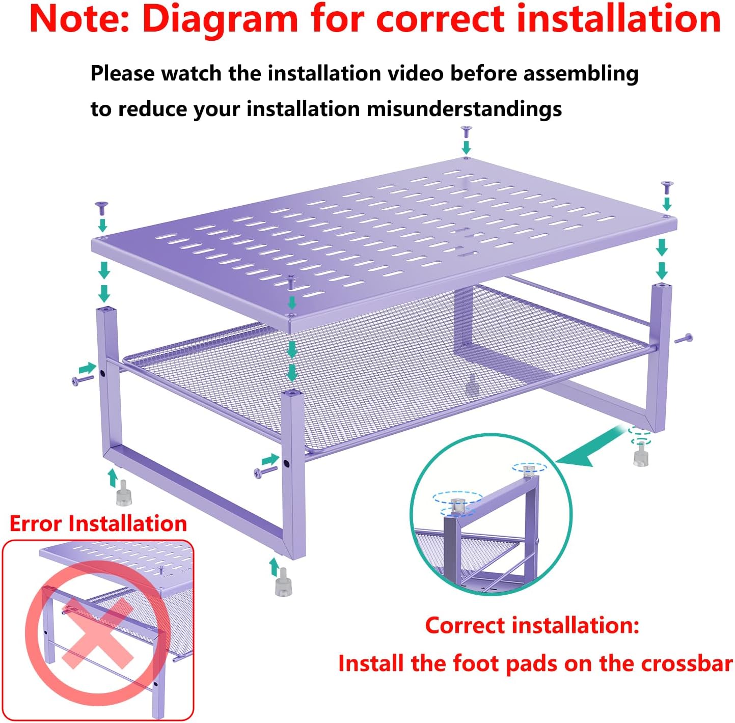 gianotter 2-Tier Metal Monitor Stand Riser, Office Desk Storage Organizer for Computer Monitor, Laptop, Printer, Office Supplies (Purple)