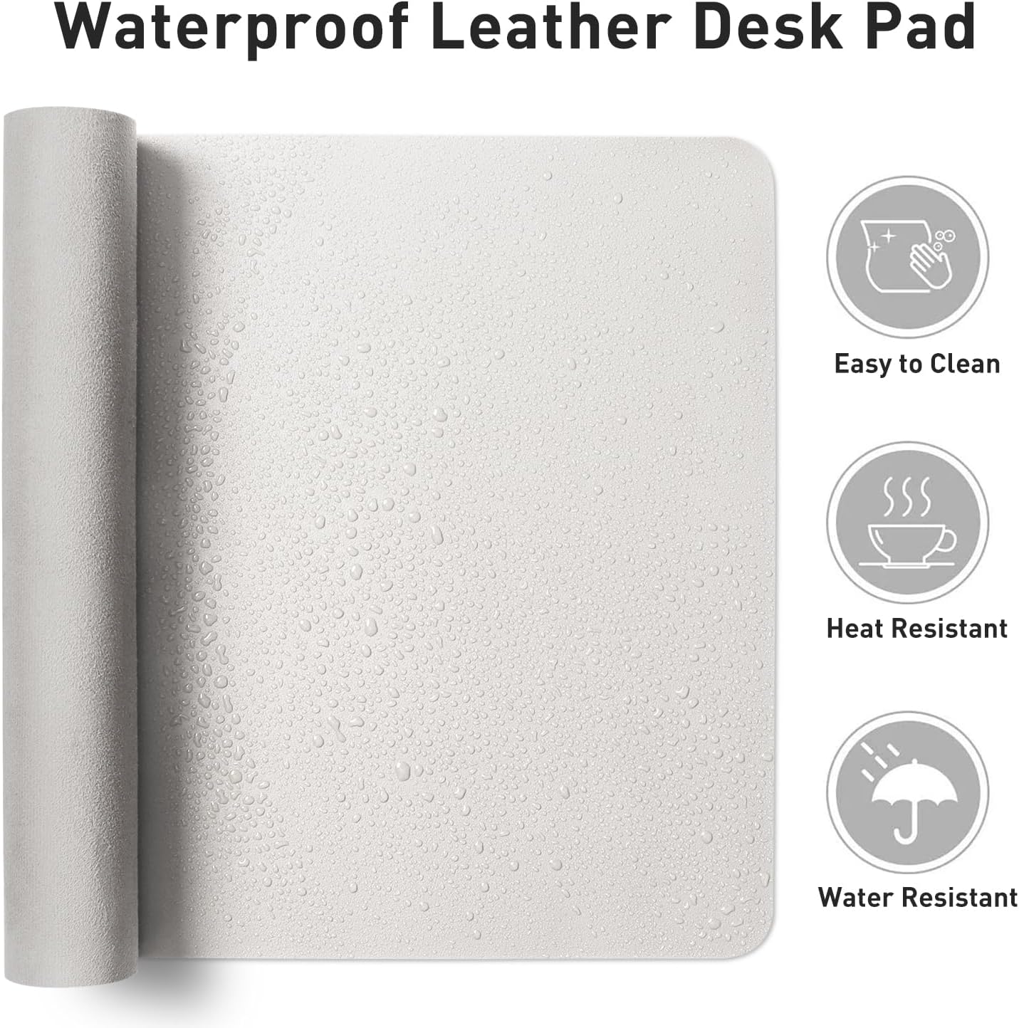 Aothia Leather Desk Pad Protector, Mouse Pad, Office Desk Mat, Non-Slip PU Leather Desk Blotter, Laptop Desk Pad, Waterproof Desk Writing Pad for Office and Home (Off-White,31.5" x 15.7")
