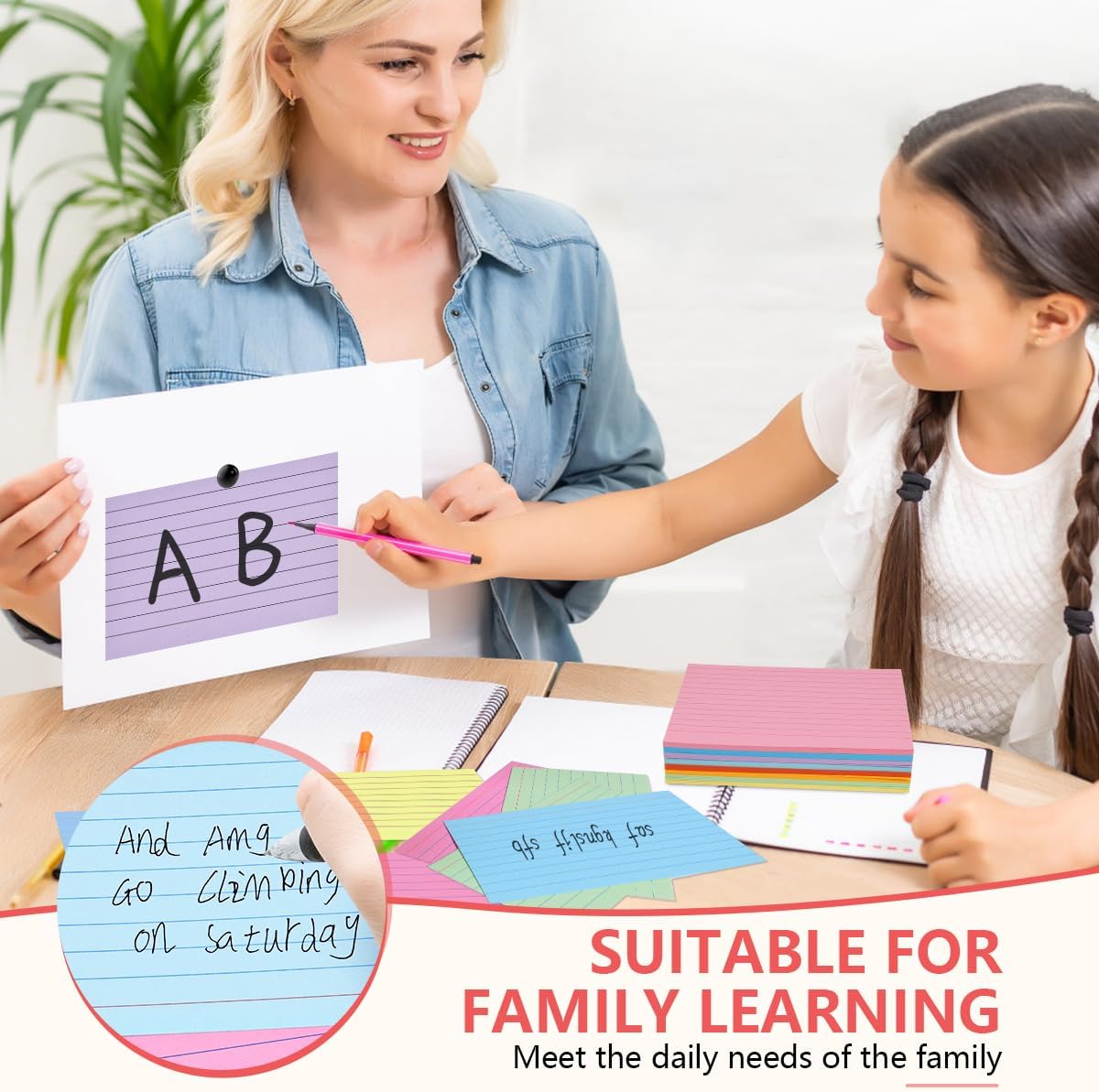 OBTANIM 600 Count 4 x 6 Inch Index Cards Assorted Colors Ruled Index Flash Cards for Studying Taking Note Office Home and School Daily Recording