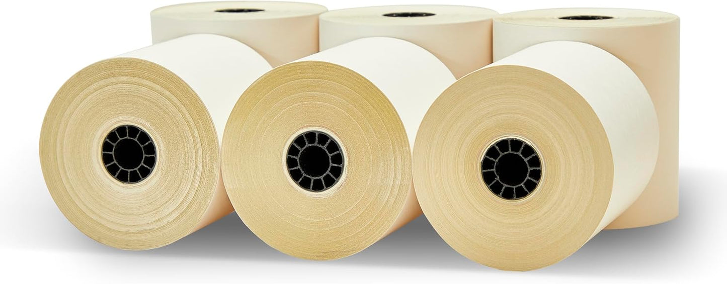 3" x 95' 2-PLY CARBONLESS WHITE/CANARY PoS RECEIPT PAPER - 50 ROLLS