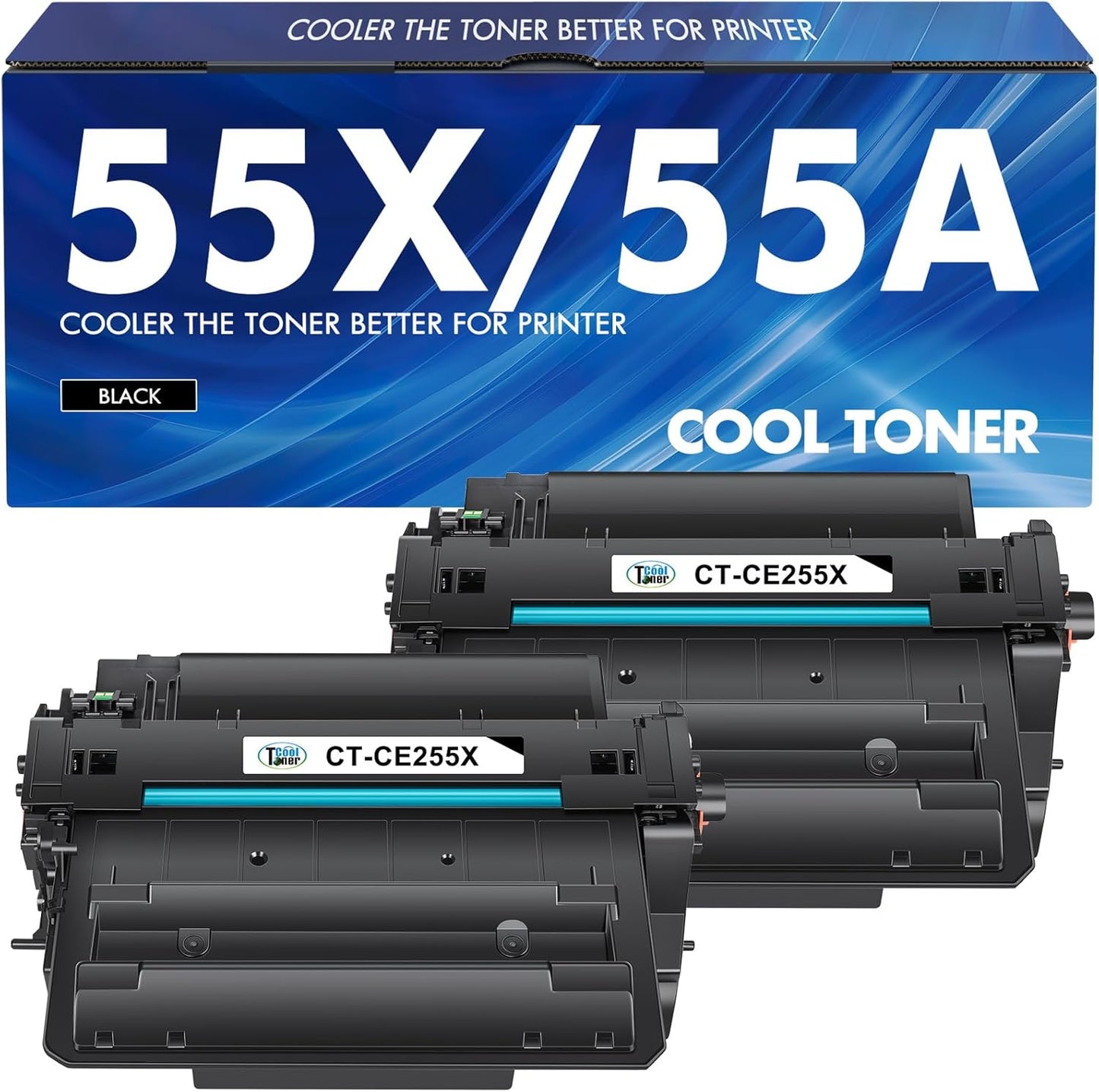 P3015 55X 55A Toner Cartridge Black 2-Pack Compatible Replacement for HP 55A 55X CE255X CE255A Black Toner for HP Laserjet P3015 P3015x P3015dn Pro 500 MFP M521dw M521dn M521 M525 Printer Ink
