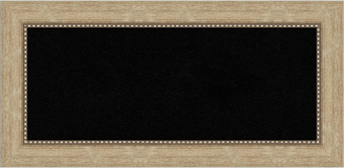 Amanti Art Black Cork Board for Wall, 17x35 Vision Board with Gold Frame, Medium Corkboard Office Decor for Home Organization, Casual Corkboard Pinboard to Display Items for Home Organization in