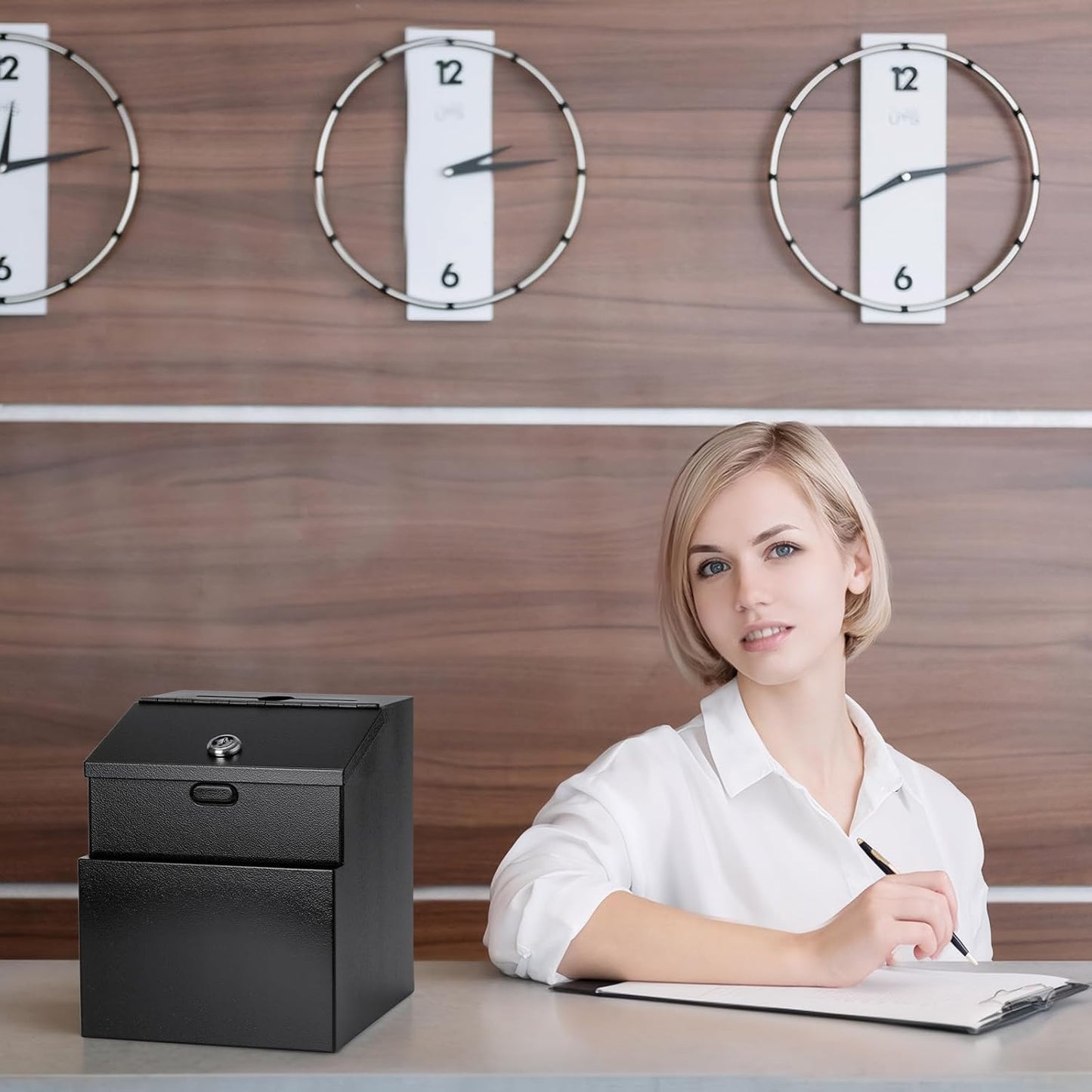 Suggestion Box with Lock and Slot 2 Pack Metal Wall Mounted Donation Box with 4 Keys