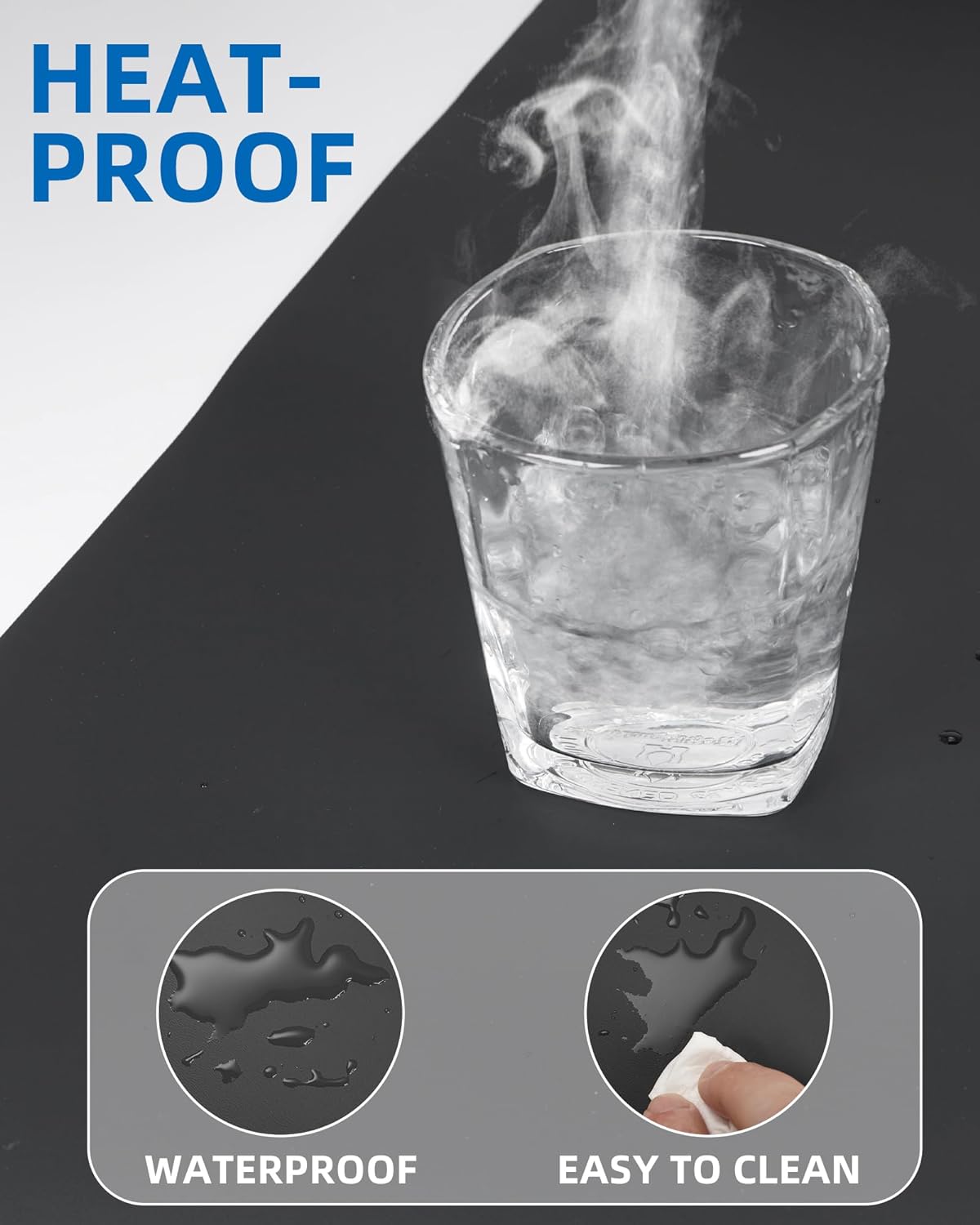 Leather Desk Pad Blotter,Mouse Pad,Office Desk Mat, Non-Slip PU Leather Desk mat,Large Desk mat,Waterproof Keyboard mat for Office/Home/Decor (Black,31.5" x 15.7")