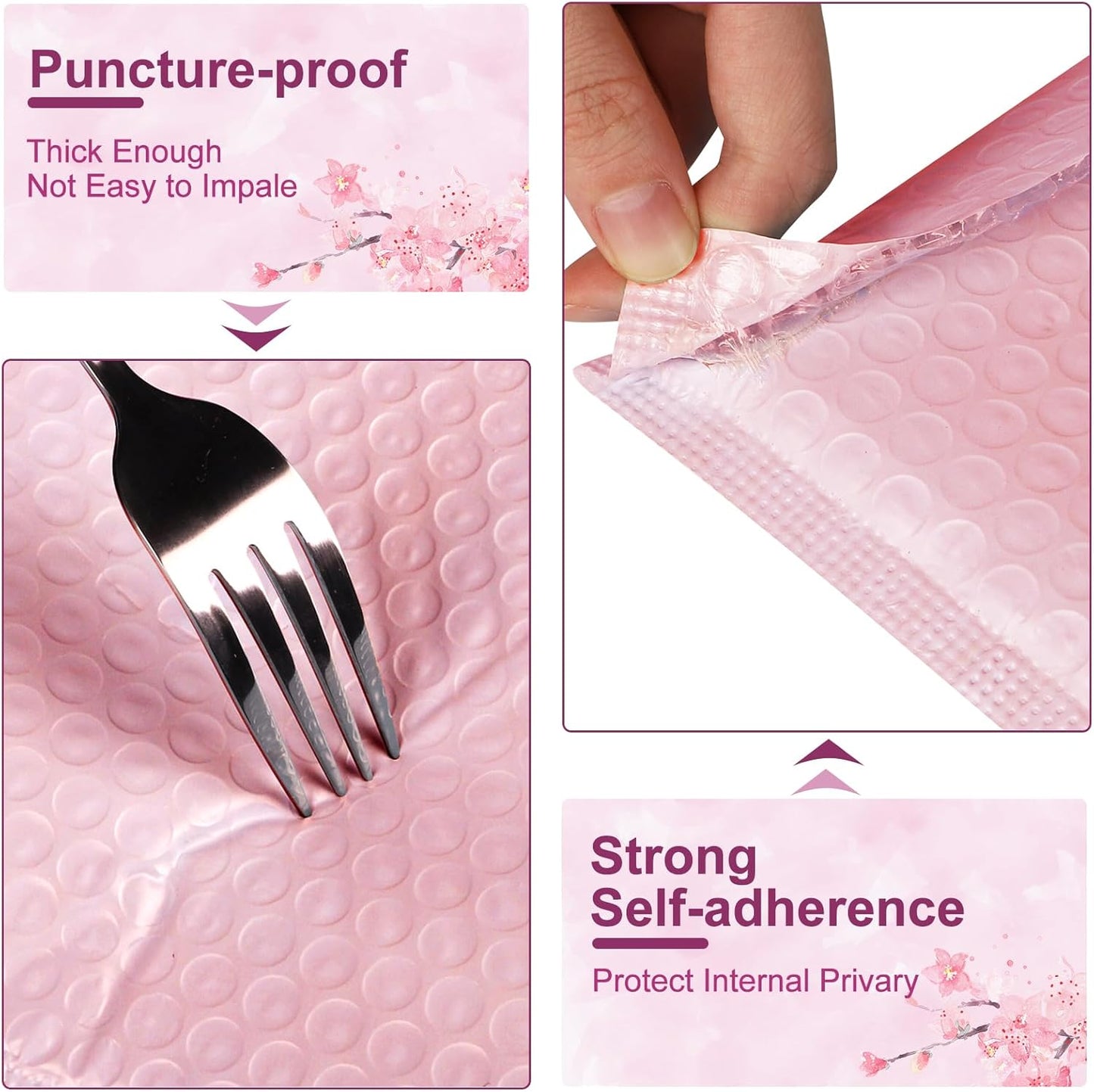 Poly Bubble Mailers 8.5x12 Inch, 25 Pack Padded Envelopes for Shipping, Package Envelopes with Self Seal Adhesive, Waterproof Padded Mailers (Pink, Bulk #2)