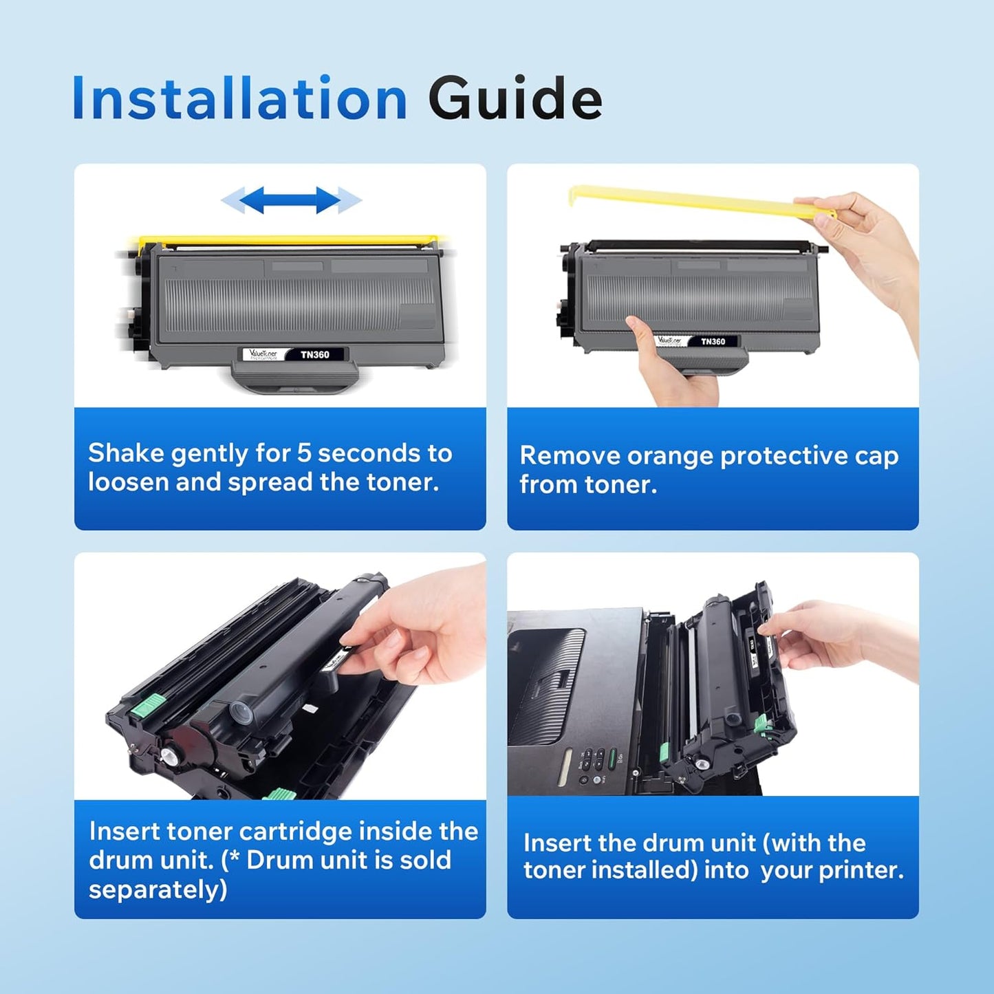 TN360 Toner Cartridge Replacement for Brother TN360 TN-360 TN330 TN-330 High Yield Toner Compatible with DCP-7040 DCP-7030 MFC-7840W HL-2140 MFC-7340 MFC-7440N HL-2170W HL-2150N Printer (2 Black)