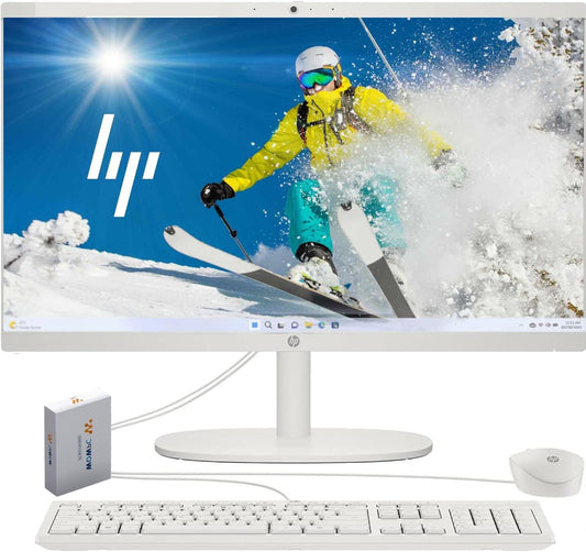 HP 2025 New 22 Inch All-in-One Desktop Computer • 20GB RAM • 1TB PCIe SSD • Intel CPU • Ultra-Quiet Design • Microsoft Office Trial • Wi-Fi 6 • White KB & Mouse • WOWPC Recovery USB • Windows 11