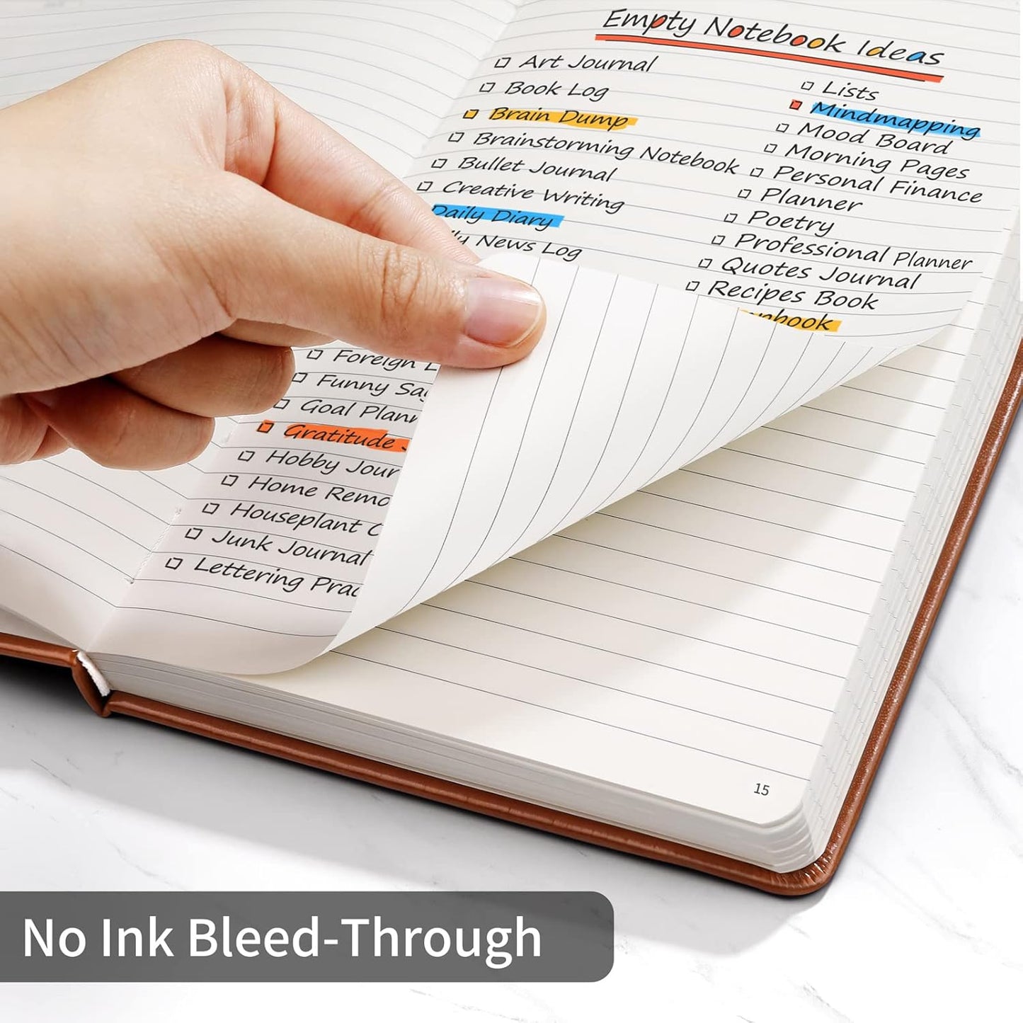 Annecy Lined Journal Notebook, Hardcover Numbered College Ruled Journal, Medium 5.5x 8.25, 160 Pages 100GSM Writing Paper, Brown