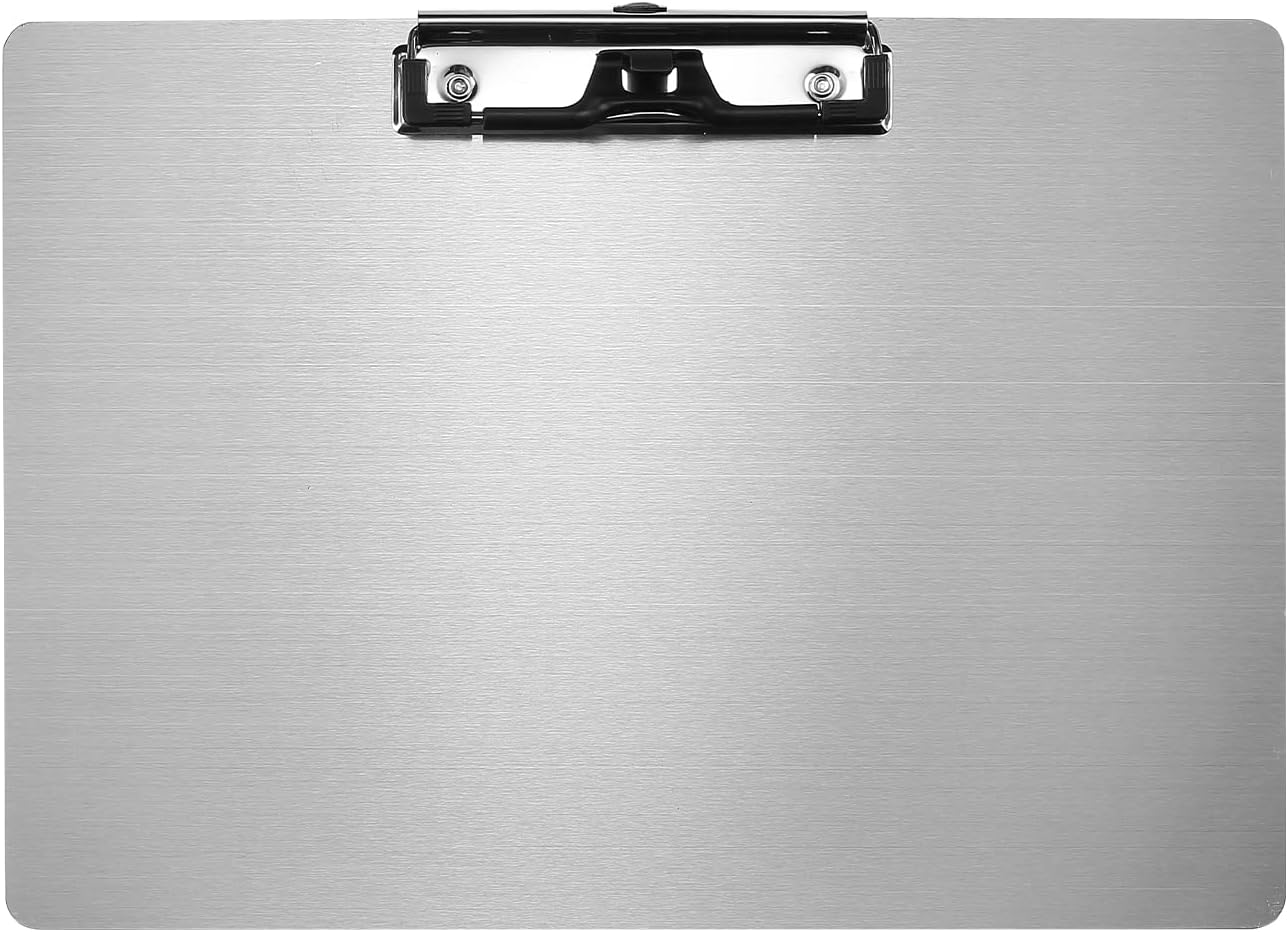 Metal Clipboard with Pen Holder,Letter/A4 Size (8.5x11) Horizontal 304 Stainless Steel Clipboards,Landscape Clip Boards for Office School Supplies(Not to be adsorbed by Magnets)