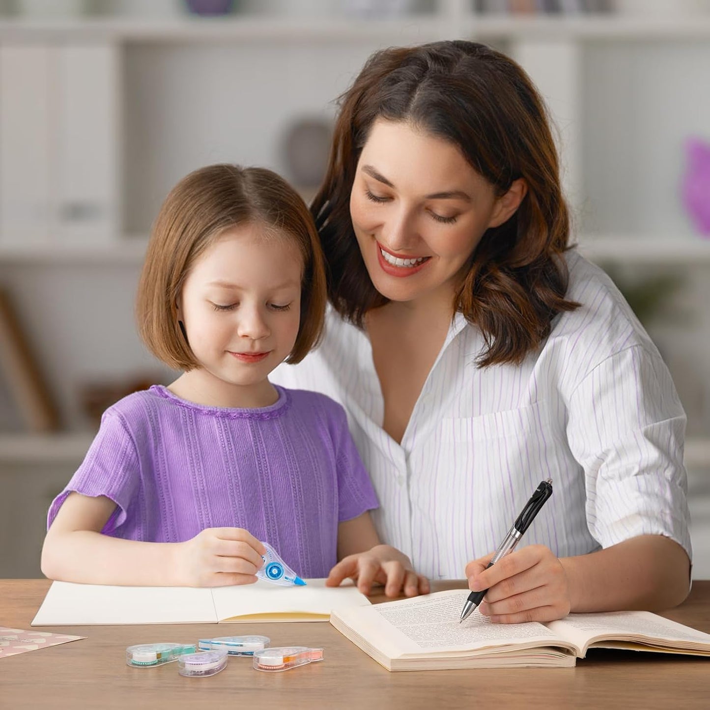 6 Pcs Colorful Core Correction Tape, 18.04 Ft White Wrong Out Tear-Resistant Bulk, Instant Corrections Easy To Use Applicator for School, Office, Note Taking, Journal (Tape Width 0.2 in)