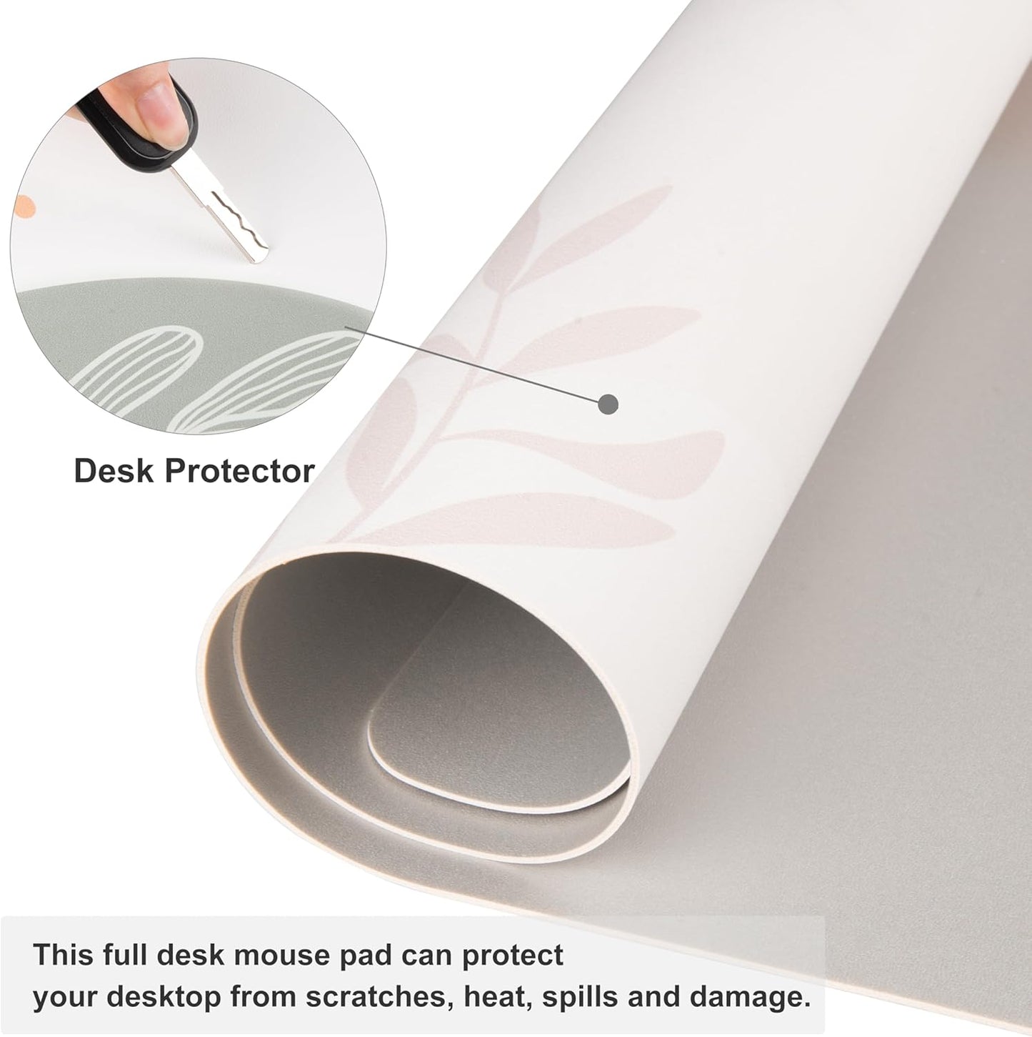 QiyI Large Mouse Pad, Extended Desk Mat for Desktop, PU Leather Waterproof Gaming Mousepad, Computer Desk Accessories Protector Writing Pads for School Office Home 31.5" x 15.7" - Abstract Branches