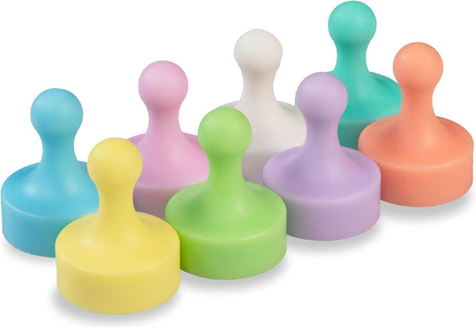 GLASSBOARD STUDIO Powerful Neodymium Magnets, Pawn-Shaped - Strong Fridge/Refrigerator and Whiteboard Magnet, Ideal for Office, Kitchen, Crafts - Rare Earth, Heavy Duty (8, Pastel Multi-Color)