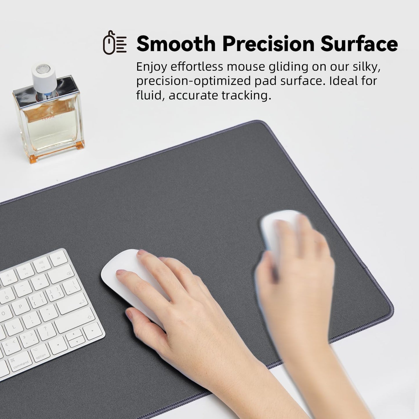 Waterproof Large Gaming Mouse Pad with Durable Stitched Edges, Non-Slip Rubber Base, Smooth Surface Mouse Mat Desk Pad for Home Office Gaming, 35.4"x15.7"x0.12", Dark Gray