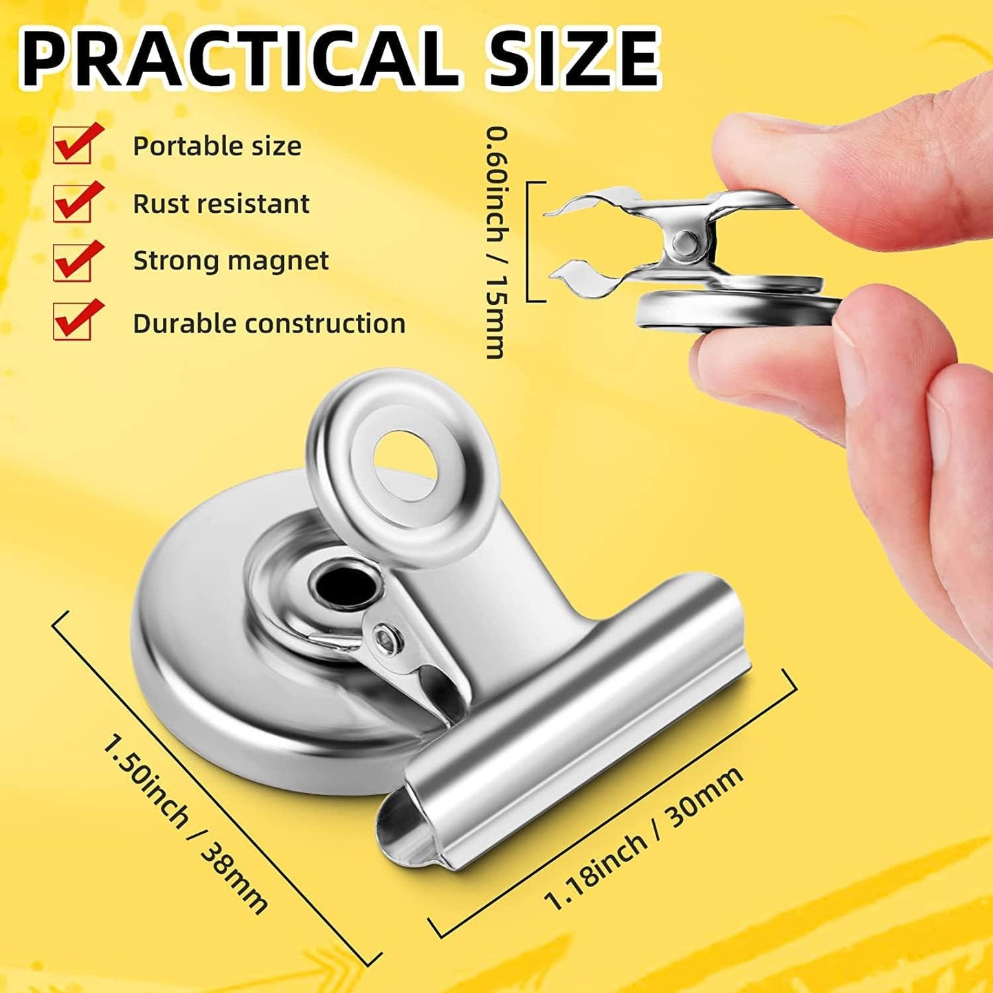 Grtard 24pack Magnetic Clips Heavy Duty, Magnet Clips for Fridge, Refrigerator Magnets, Strong Magnetic Clip,Scratch Free Magnets with Clip for Refrigerator, Whiteboard, Classroom, Locker