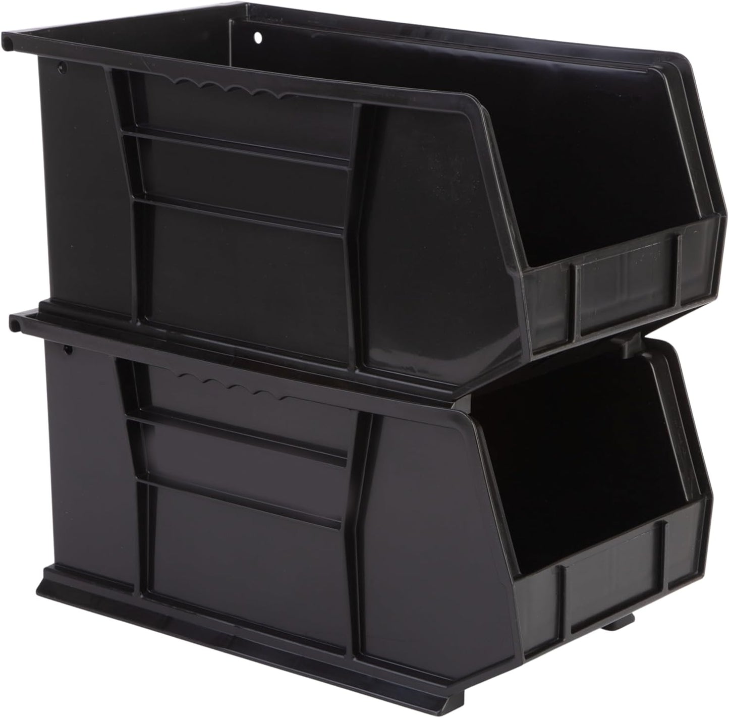 Hudson Exchange 15" x 8" x 7" Plastic Stackable Storage Bin and Hanging Container (Black, 1 Pack)