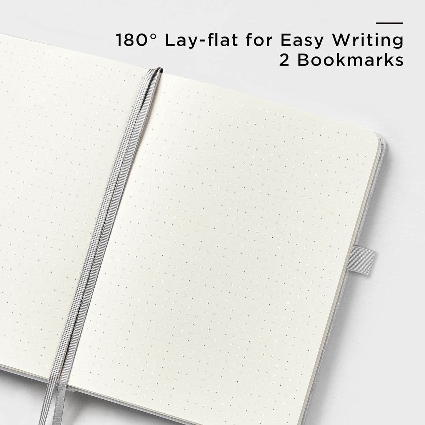 &And Per Se Dotted Journal Notebook, A5 Hardcover Leather Bullet Dotted Journal, 160 Pages 100 gsm Thick Dotted Paper，3 Sheets of Stickers Included - 5.7'' x 8''（Grey）