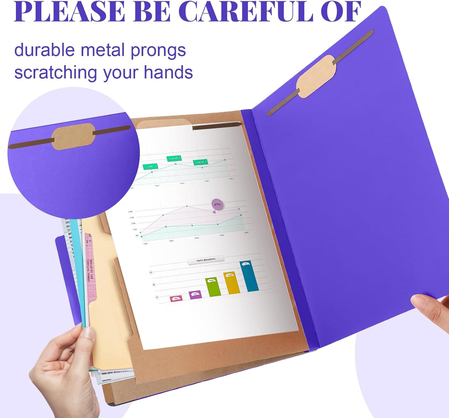 12 Pcs Classification Folders Letter Size, 2 Pocket Dividers Pressboard File Folder with Fasteners, Expanding File Organizer Bulk for Teachers, Clergy, Office, Church, Christmas (Purple)