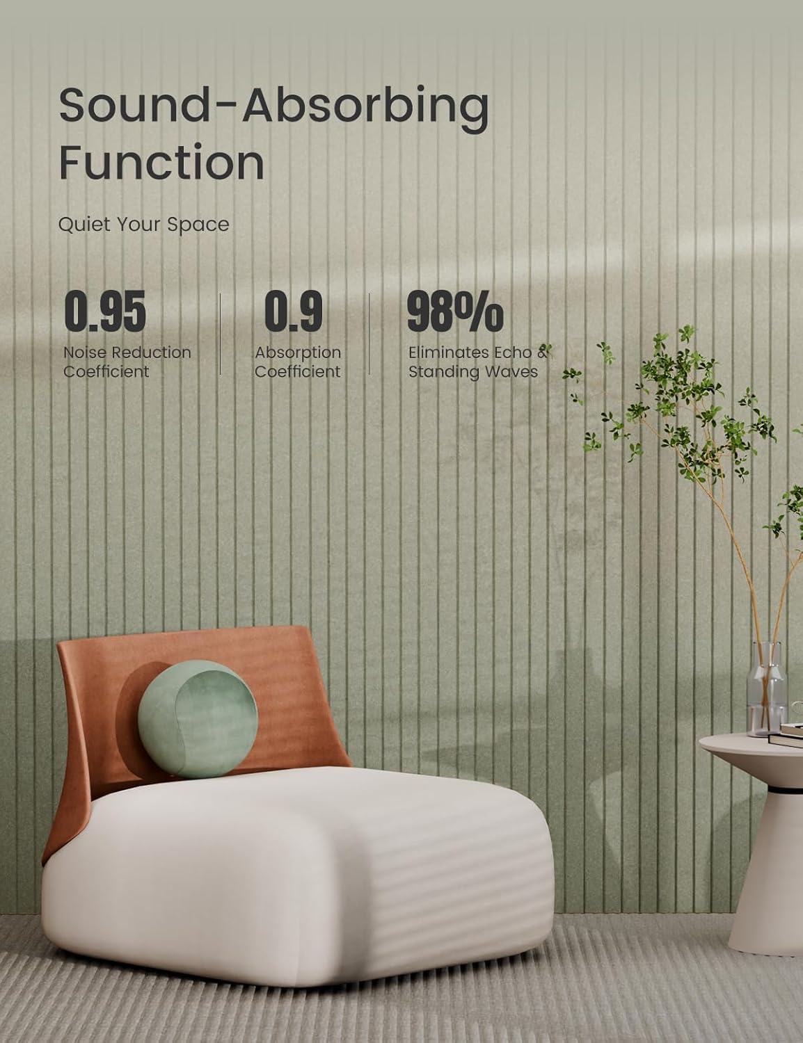 Bumusty Large Cork Board Alternative-47 x35 Felt Bulletin Board Tiles, with 30 Pushpins, 70 Adhesive Tabs, 12-Pack Slat Wall Paneling, Cork Boards for Office Push Pin Board Felt Board-Sage