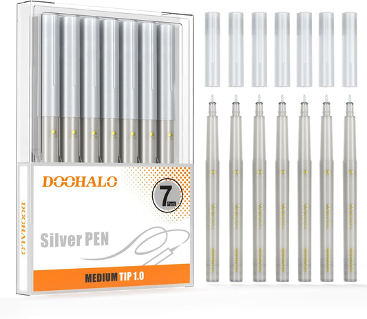 DOOHALO Metallic Pens Gold Silver Marker Compatible with Cricut 3/Maker/Explore 3/Air 2/Air Machine 1.0 Medium Point Tips for Drawing Writing
