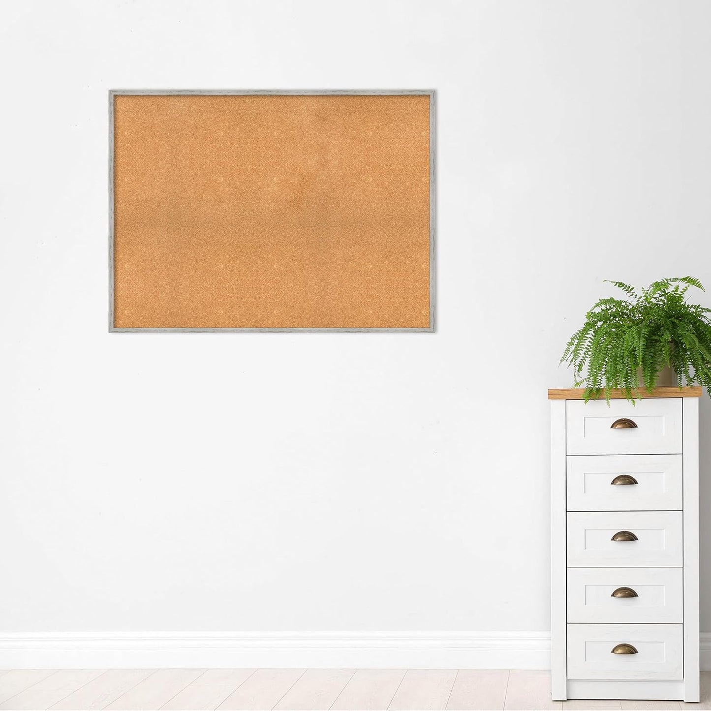 Amanti Art Natural Cork Board for Wall, 35x47 Vision Board with White Frame, Oversize Corkboard Office Decor for Home Organization, Cottage Corkboard Pinboard to Display Items for Home Organization