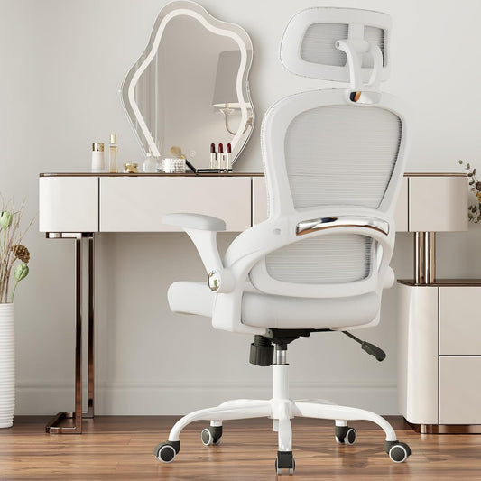 TRALT Office Chair - Ergonomic Office Chair with Back Support, Computer Chair - Home Office Desk Chairs, 330lbs Wide Seat Big and Tall Office Chairs with Headrest, Comfy Desk Chairs (White)