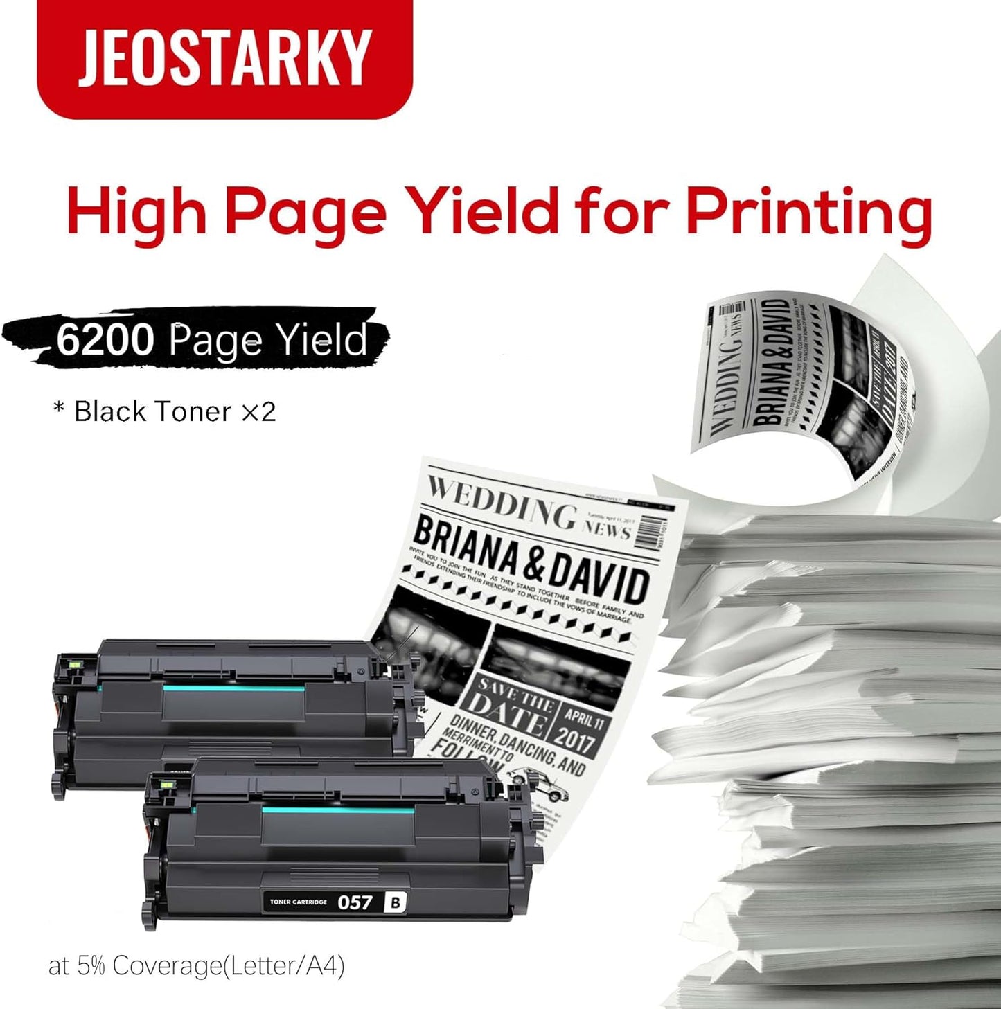 Compatible 057 Toner Cartridge with Display Capacity Chip Replacement for Canon 057 057H CRG-057 Works with Canon imageCLASS MF455dw MF445dw LBP226dw LBP227dw LBP228dw Printer(057 Black x2 )