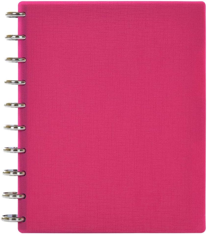 Talia Discbound Notebooks, Planner, Customizable, (y90's Pink w/Silver Discs, Midsize (7.5in x 9.75in))