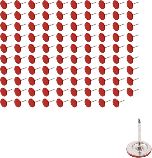 100Pcs Flat Head Upholstery Tacks Home Furniture Decor Tacks Upholstery Nails Flat Push Pins Flat Thumb Tacks Red (11mmx17mm)