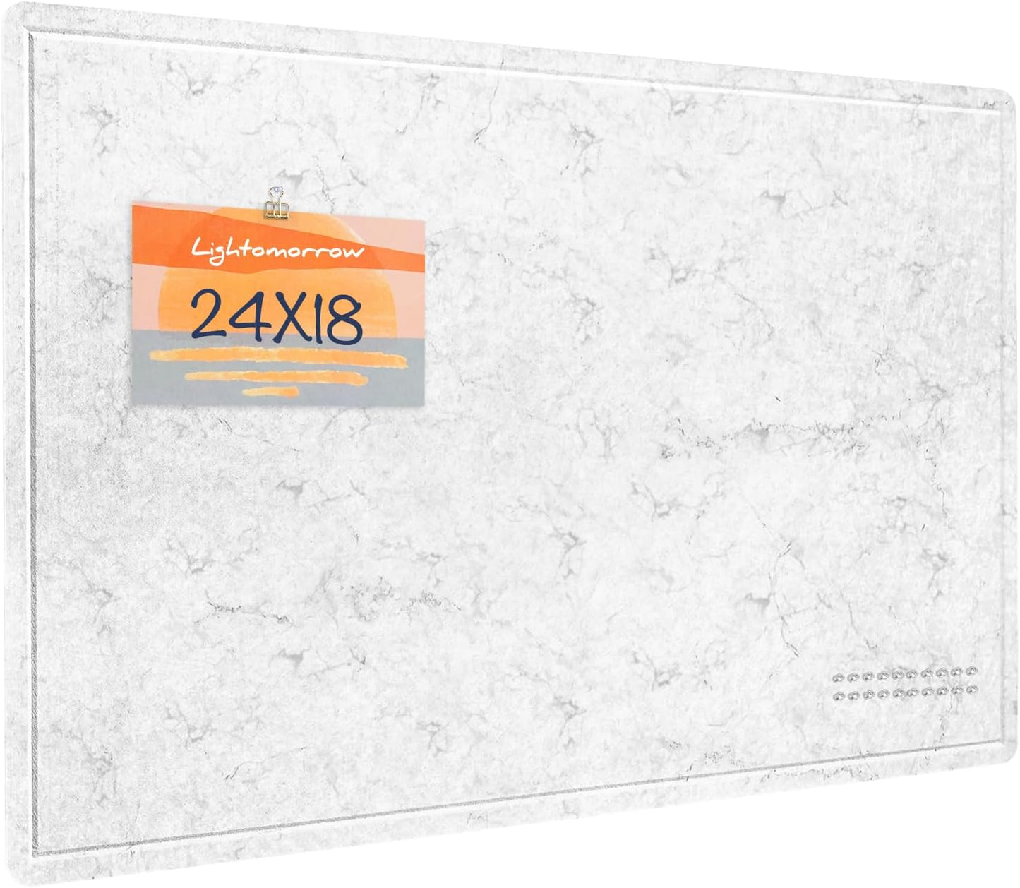 Bulletin Board, 24 x 18 Inches Felt Decorative Pin Board, Cork Alternative for Wall, Foldable Photo Self-Adhesive Vision Mood Board With 20 Pushpins - Marble White