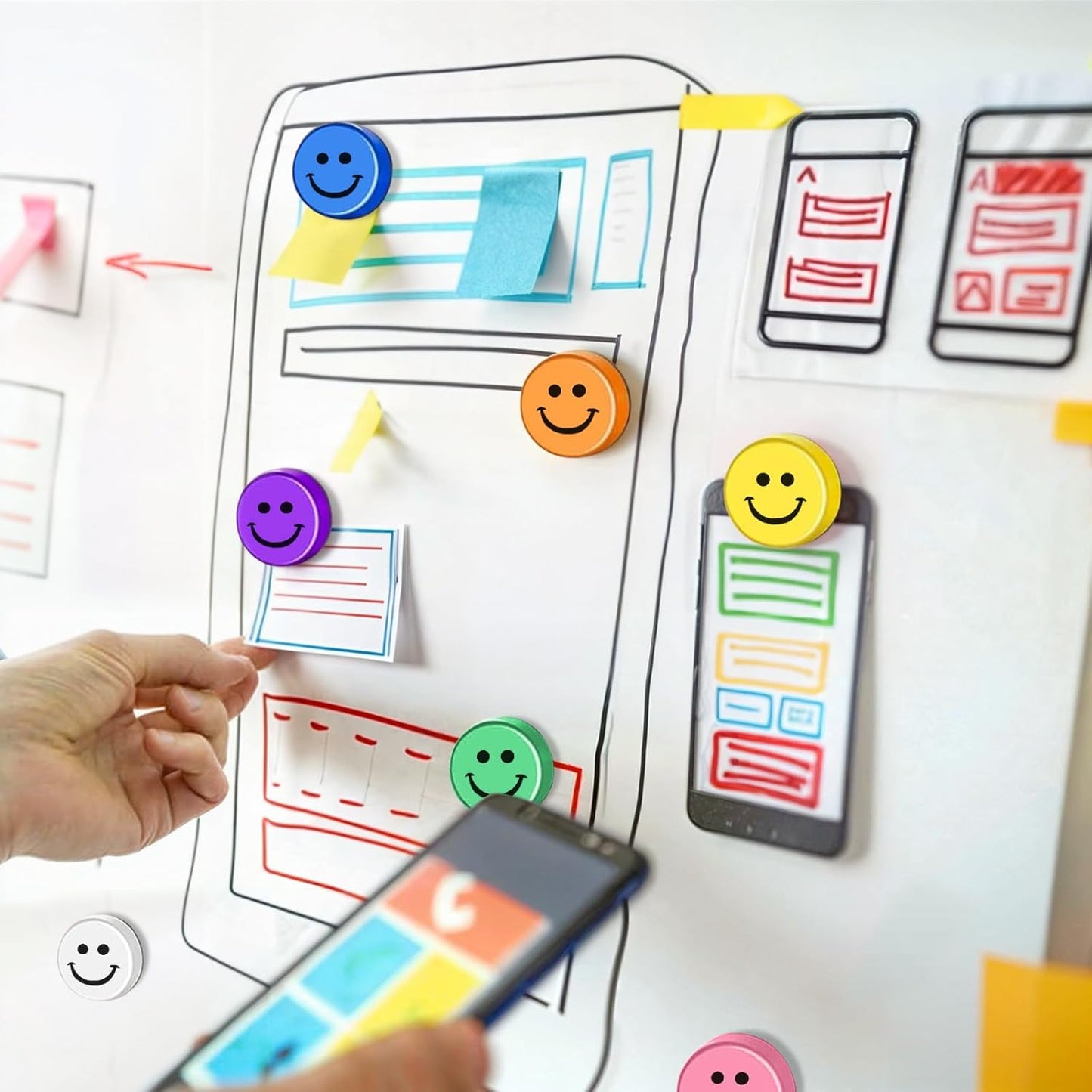 Qualsen Fridge Magnets, Funny Cute Refrigerator Magnets for Whiteboard, Locker, Office, Classroom (Smile-20pcs)