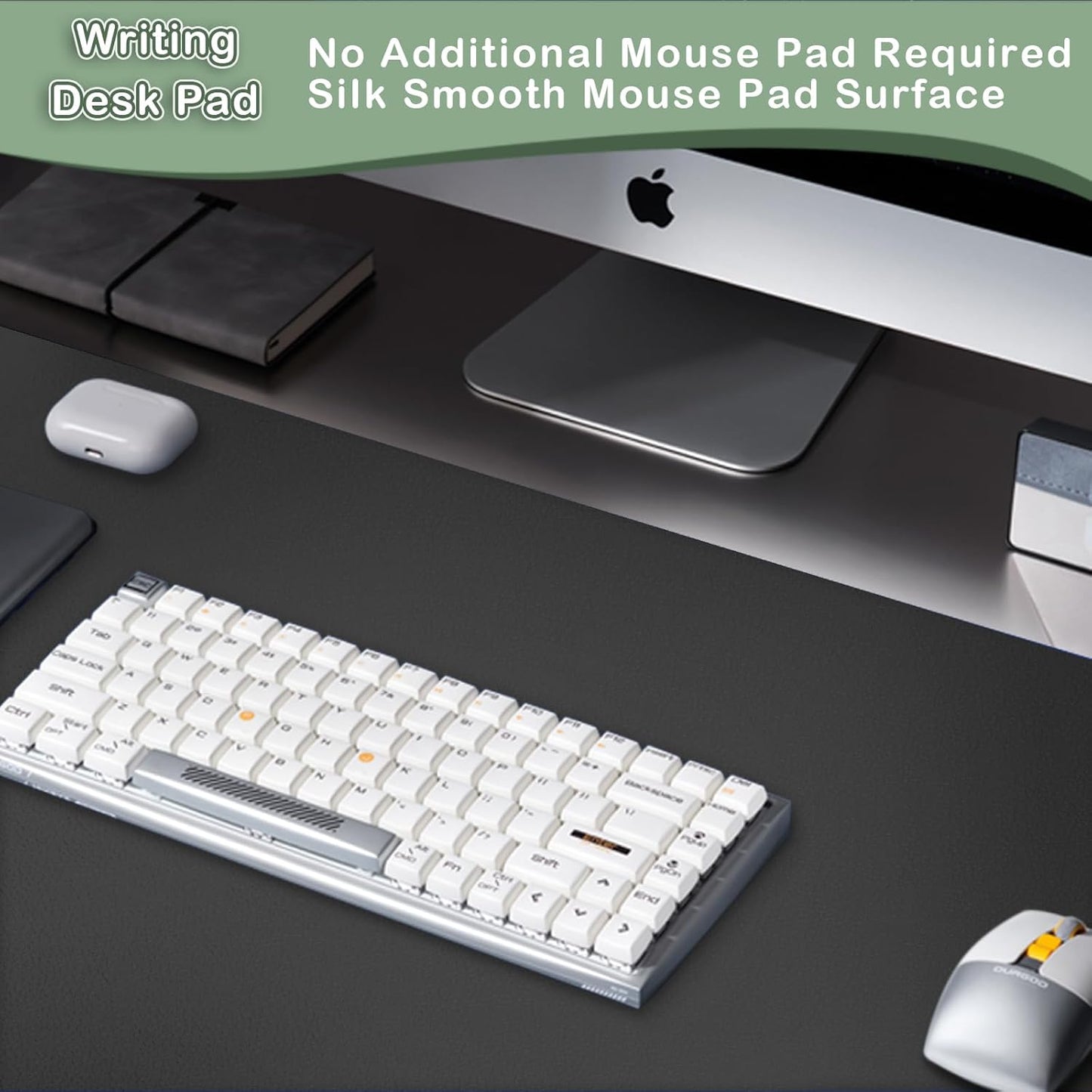 Boutilon Leather Desk Pad Protector,Non-Slip Mouse Pad,Laptop Desk Pad,Office Mouse Mat,Waterproof Leather Desk Blotter,Desk Writing Pad for Office and Home (S-Black,24"x 14")