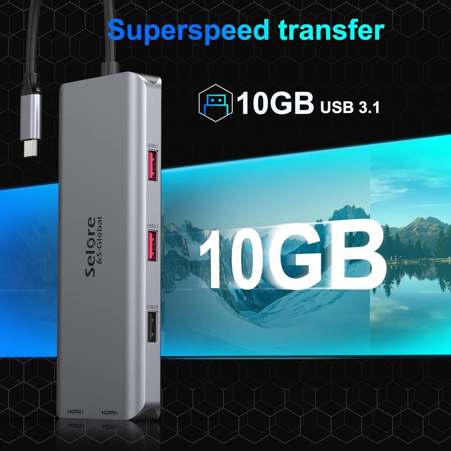 Docking Station for MacBook Pro/MacBook Air M1 2020 2019 2018 13" 15" 16", USB C Docking Station Dual Monitor, USB C Hub with 3 * 10Gbps USB Port, 100W PD Charging