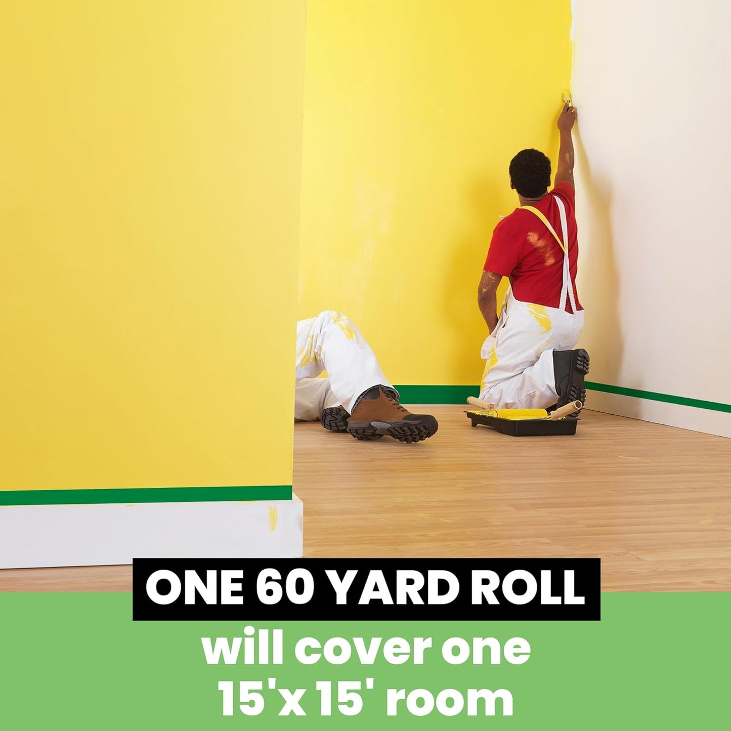 Green Painters Tape Multi-Surface Masking Tape 0.7 inch x 60 Yard, Indoor and Outdoor Painting Tape, Residue Free Easy Removal with Sharp Lines, Paint Tape for Walls, Auto, Home, 10Rolls