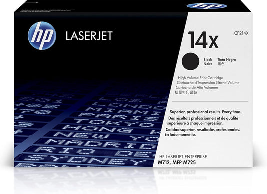 HP 14X Black High-yield Toner Cartridge | Works with HP LaserJet Enterprise M712 Series, HP LaserJet Enterprise MFP M725 Series | CF214X