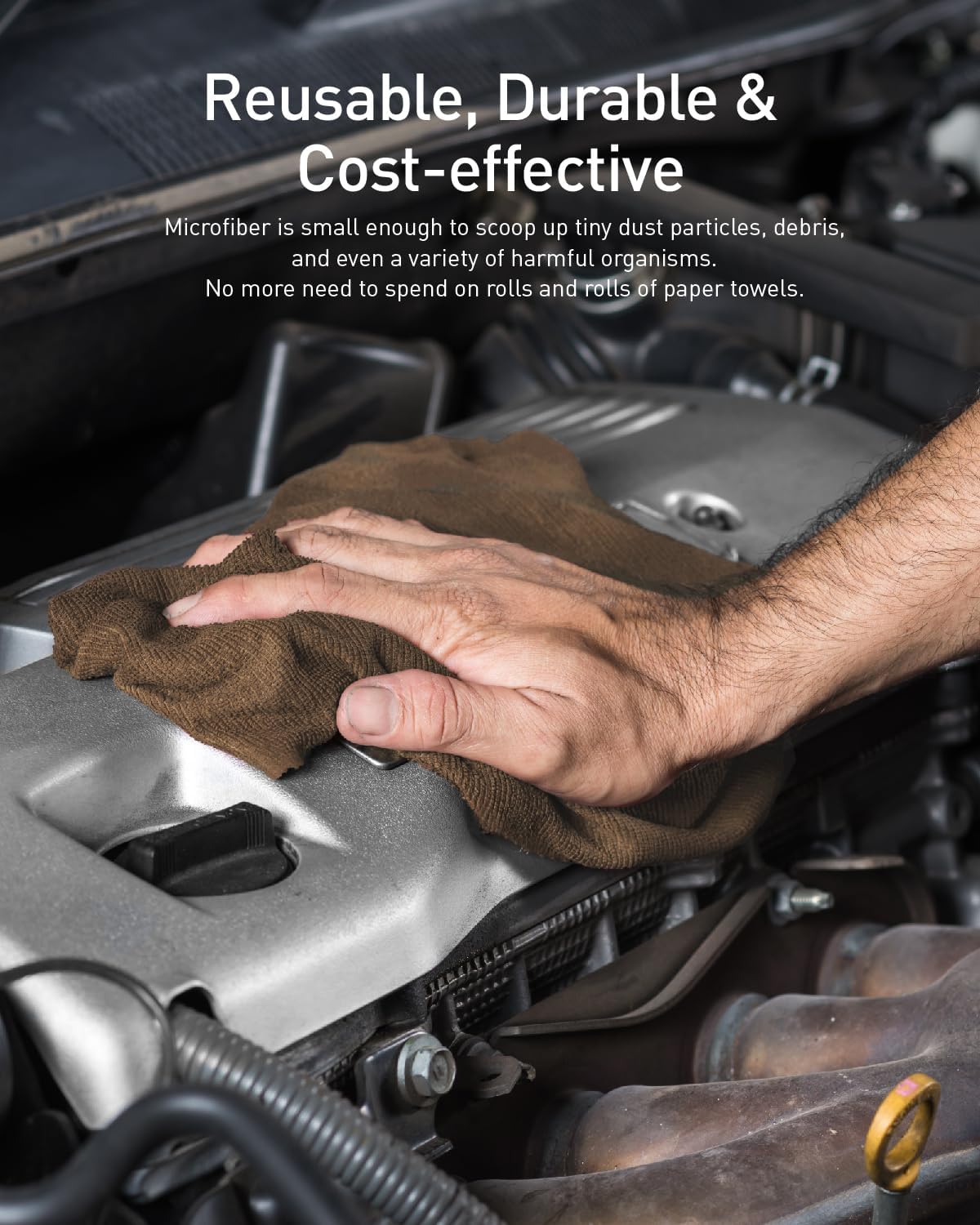 Fantasticlean Microfiber Cleaning Cloth Roll -60 Pack, Tear Away Microfiber Towels, 12" x 12", Reusable, Washable, Scratch Free, Ultra Absorbent Dish Rags for Car, Home, Garage or Shop (Beige & Tan)