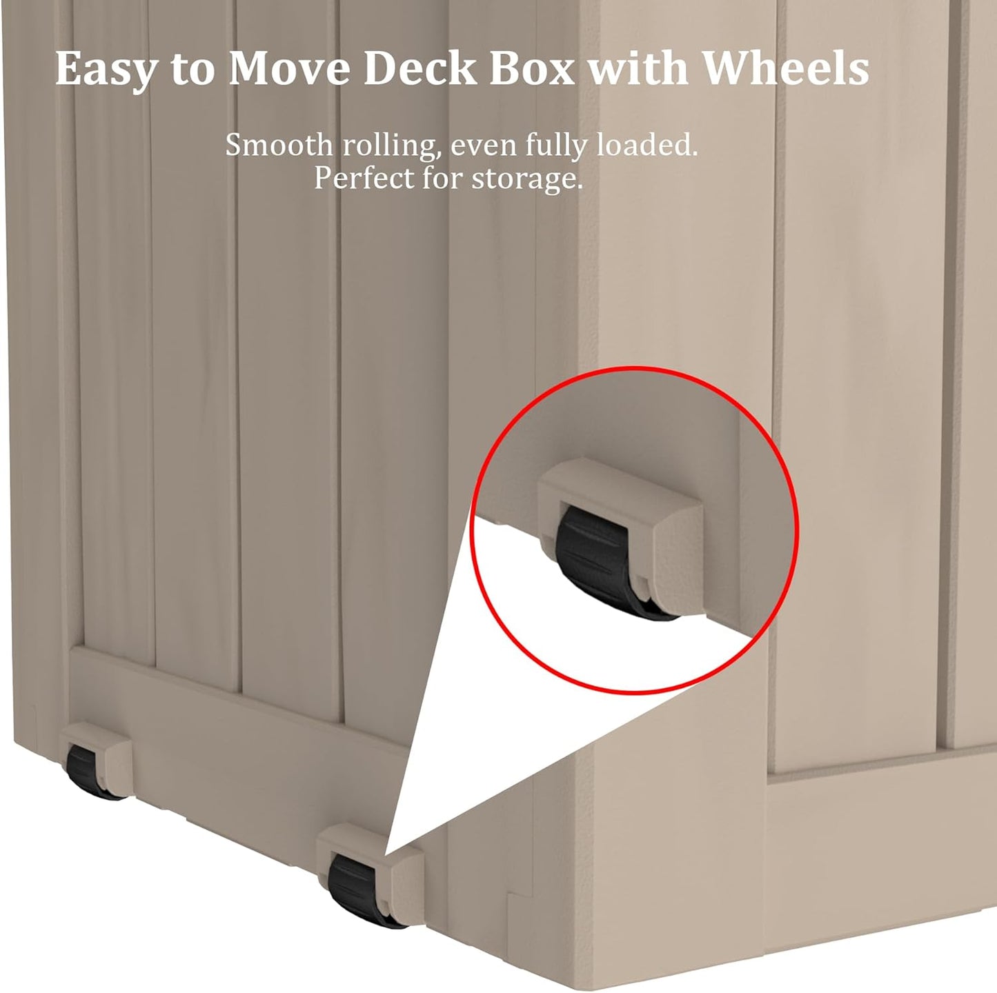 80 Gallon Outdoor Storage Box with Wheels, Waterproof Lockable Resin Deck Box Patio Storage Bin for Pool Accessories Cushion Furniture, Garden Tools, UV-Resistant Outside Delivery Grey