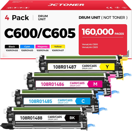 C600 C605 Drum Unit Color Imaging Drum 4-Pack Replacement Compatible with Xerox VersaLink C600 C605 Color Multifunction Printers | 108R01488 108R01485 108R01486 108R01487 (Black Cyan Yellow Magenta)
