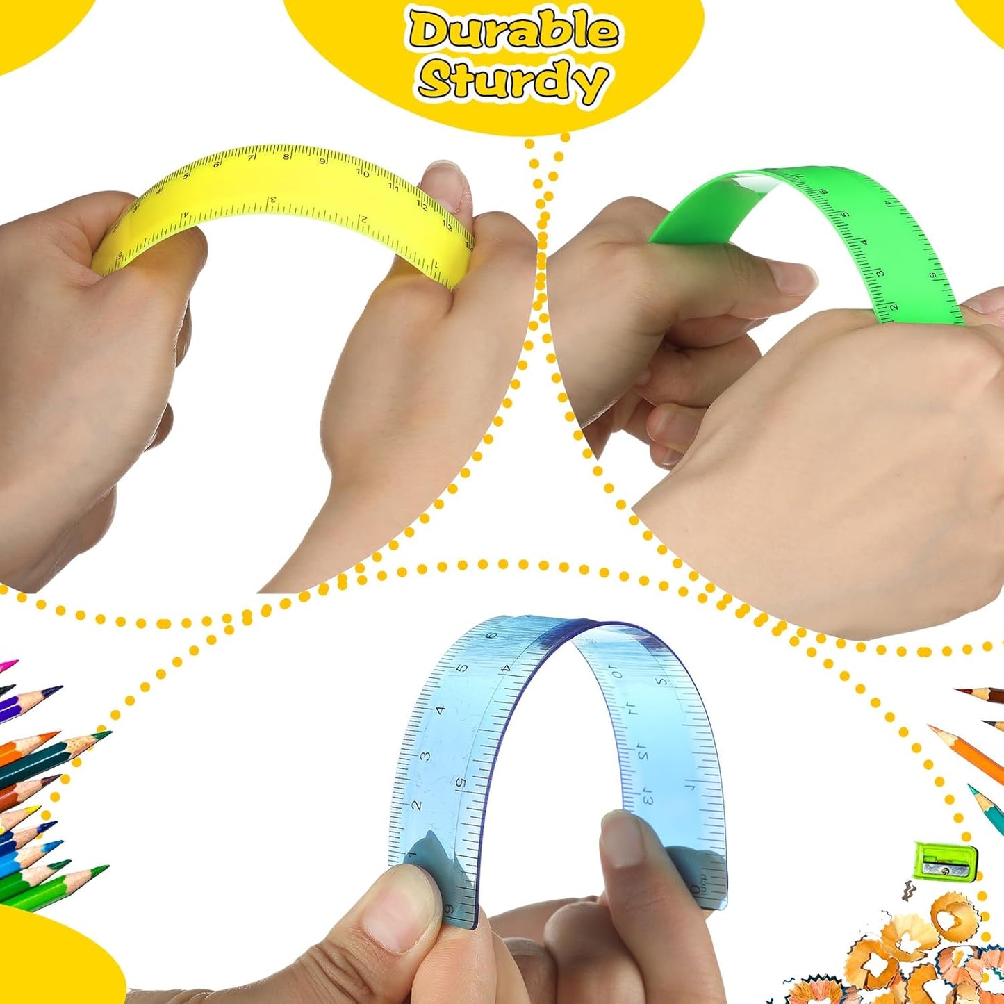 Teling 192 Pack Rulers Bulk for Classroom Transparent Colorful Metric Rulers with Inches and Centimeters 8 Colors for Kids Back to School Supplies(6 Inch)