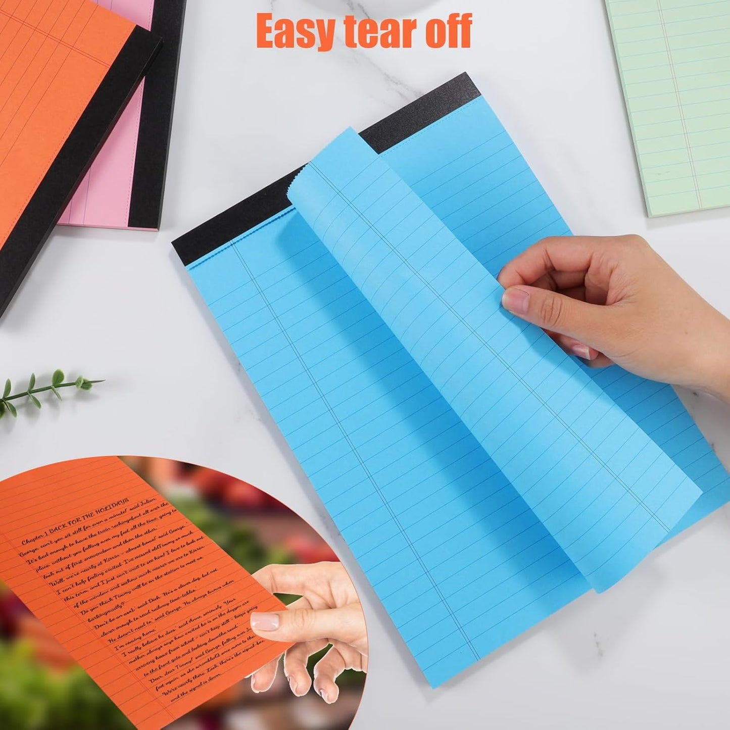8 Pack Colored Legal Pads, Totally 400 Sheets Legal Pads 8 x 11.5inch College Ruled Writing Pads Wide Ruled Legal Paper for Office, School, College, Professional