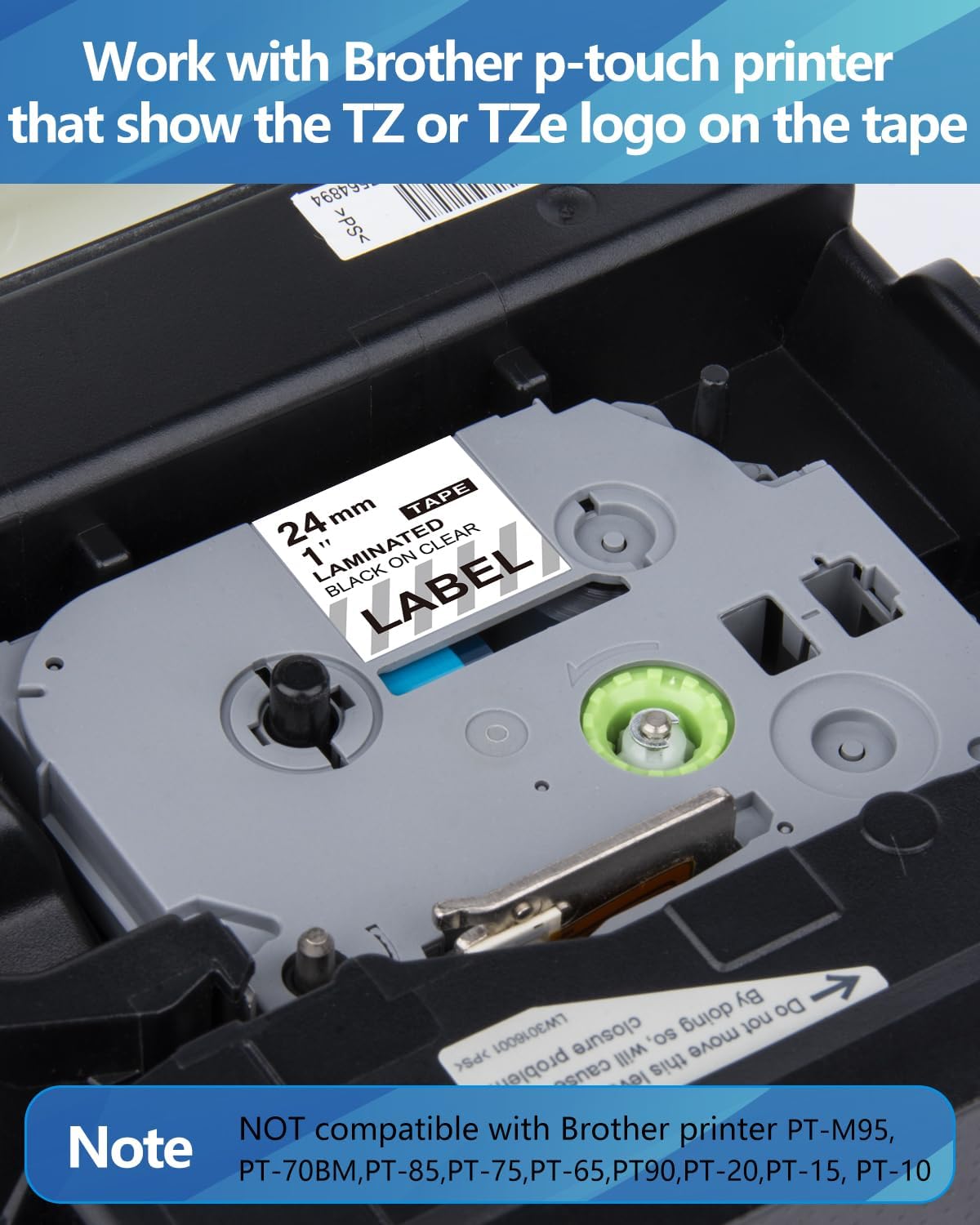 Weemay 3 Pack TZe151 24mm Black on Clear Laminated Label Tape Compatible with Brother Label Maker Tape TZe-151 TZe 151 TZ-151 TZ151 for PTouch PT-E500 PT-D600 PT-P750W PT-P900W Printer, 1 In x 26.2 ft