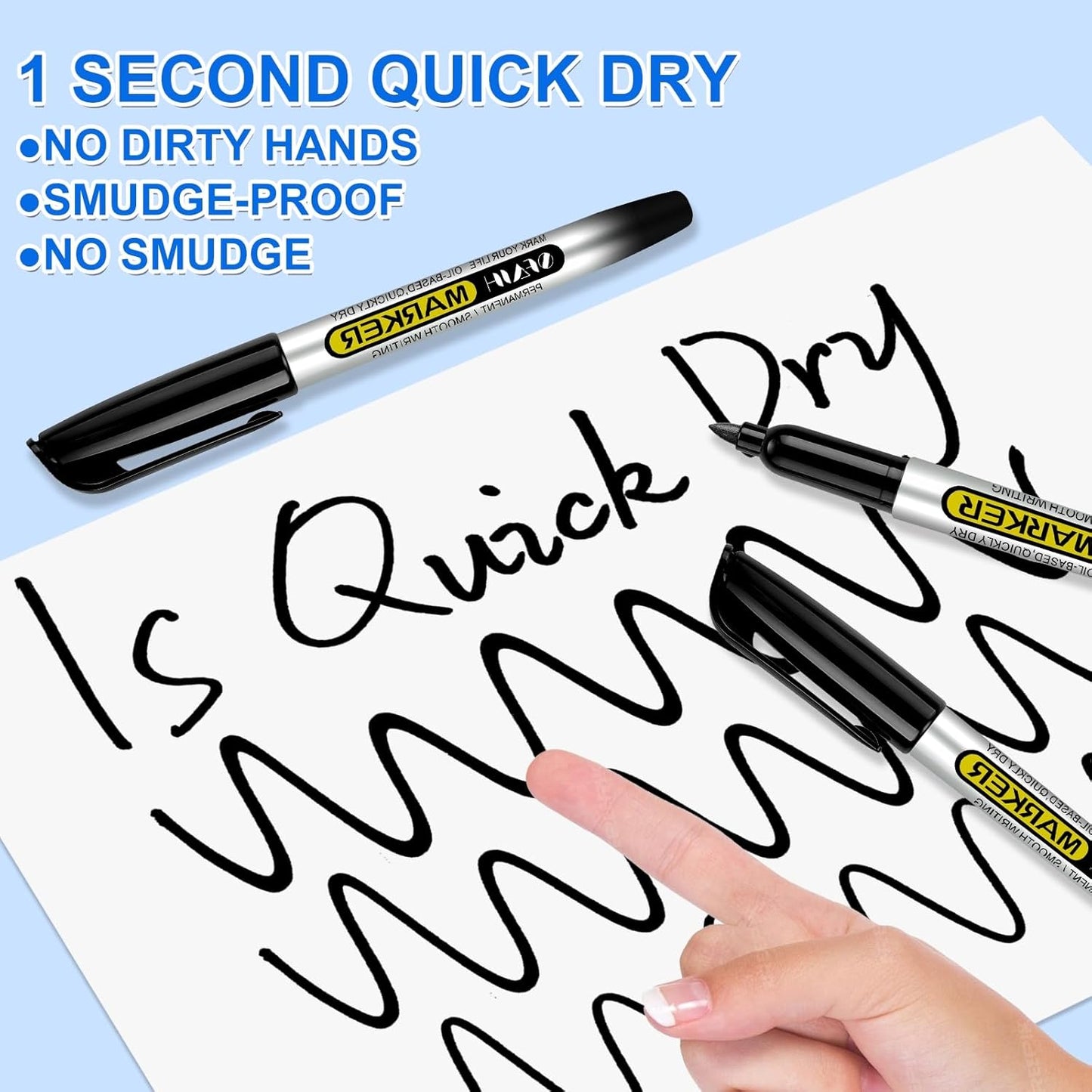 SFAIH 100 Black Permanent Markers Bulk -1s Quick Dry, Waterproof, Non-Fading, Durable, Fine Point Permanent Pens for Plastic Glass Metal Wood Paper, Office Supplies, Classroom Kitchen, Cargo Marking