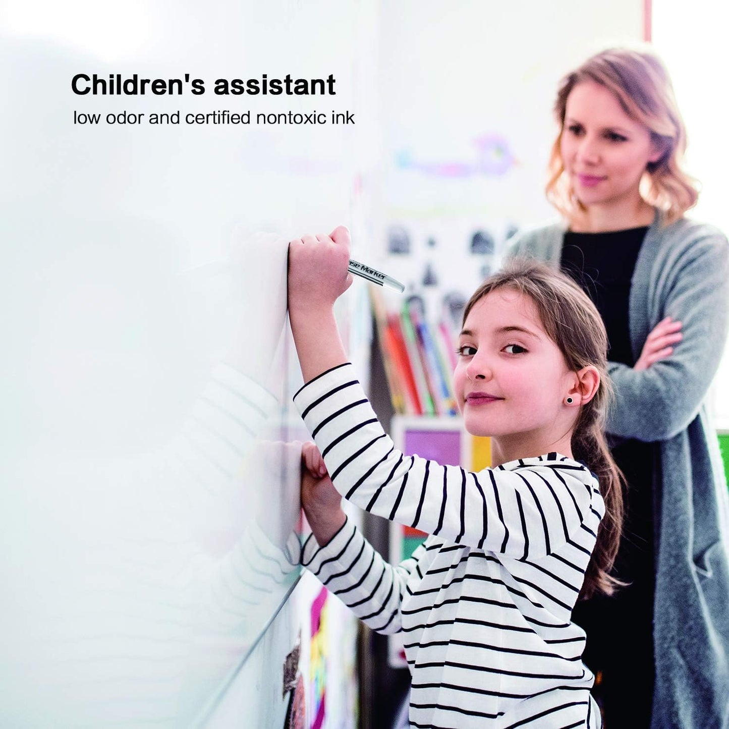 Volcanics Black Dry Erase Markers Low Odor Fine Whiteboard Markers Thin Box of 30